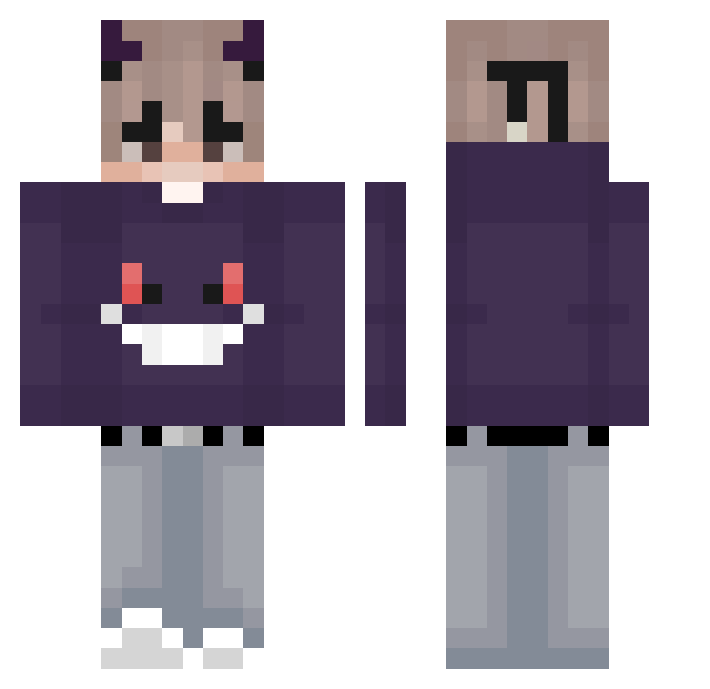 Luzius7 Minecraft skin, front and back view
