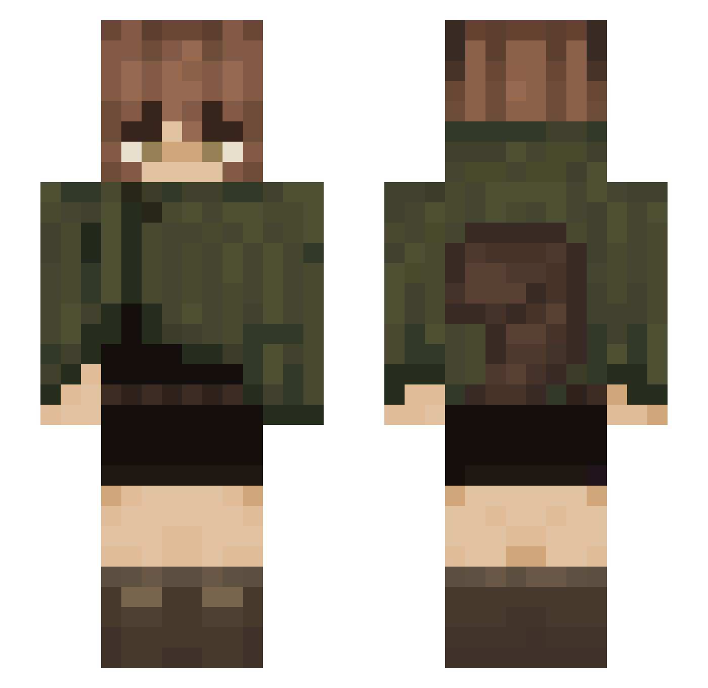 AppleJacey Minecraft skin, front and back view