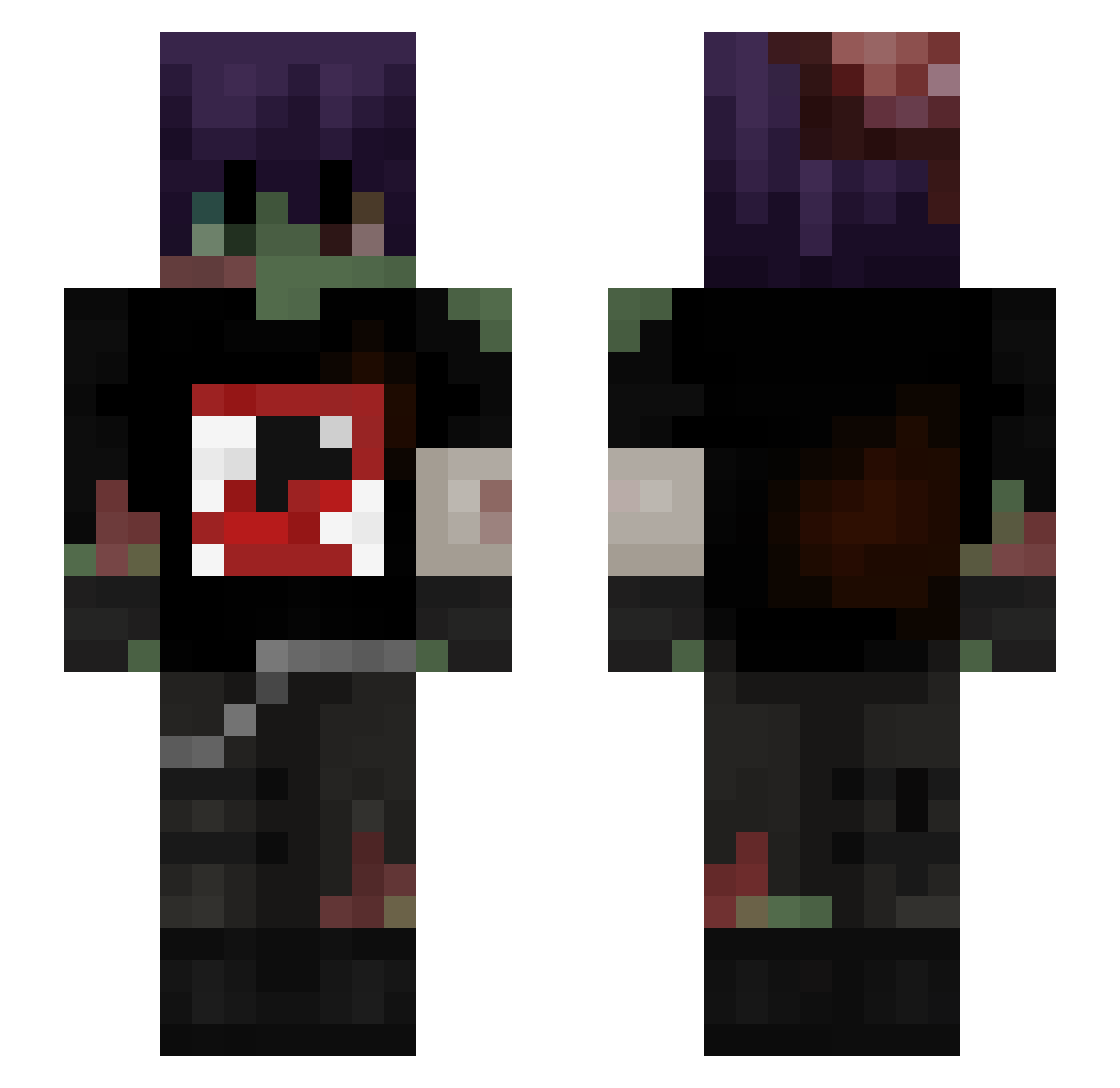 bloodycheese Minecraft skin, front and back view