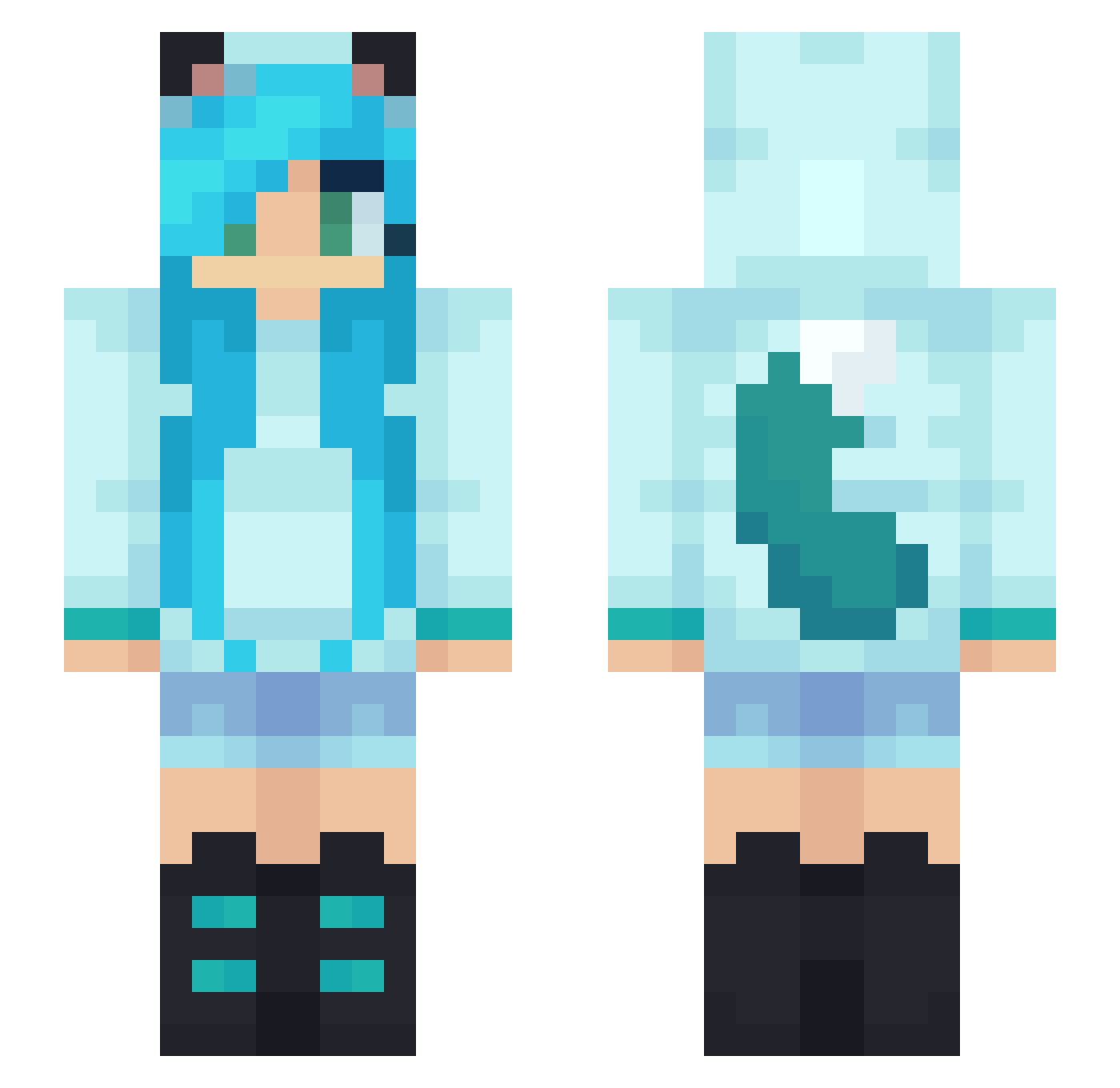 Mommablueski Minecraft skin, front and back view