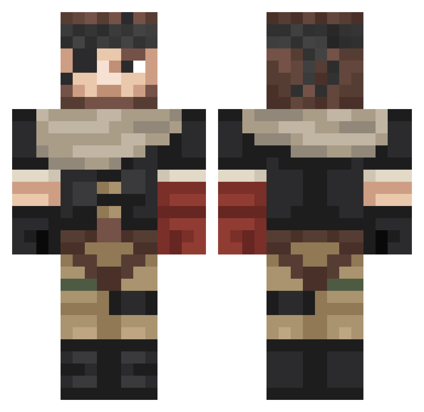 MrNorwayX Minecraft skin, front and back view