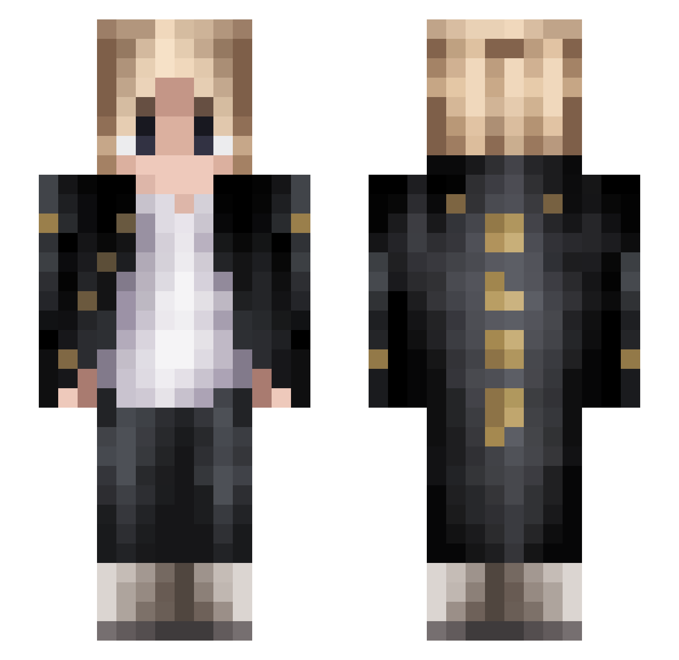 GlitchMania Minecraft skin, front and back view