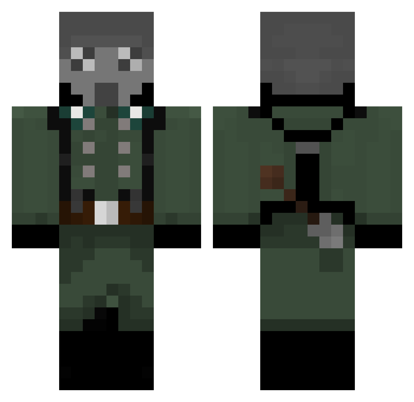 yazxki Minecraft skin, front and back view