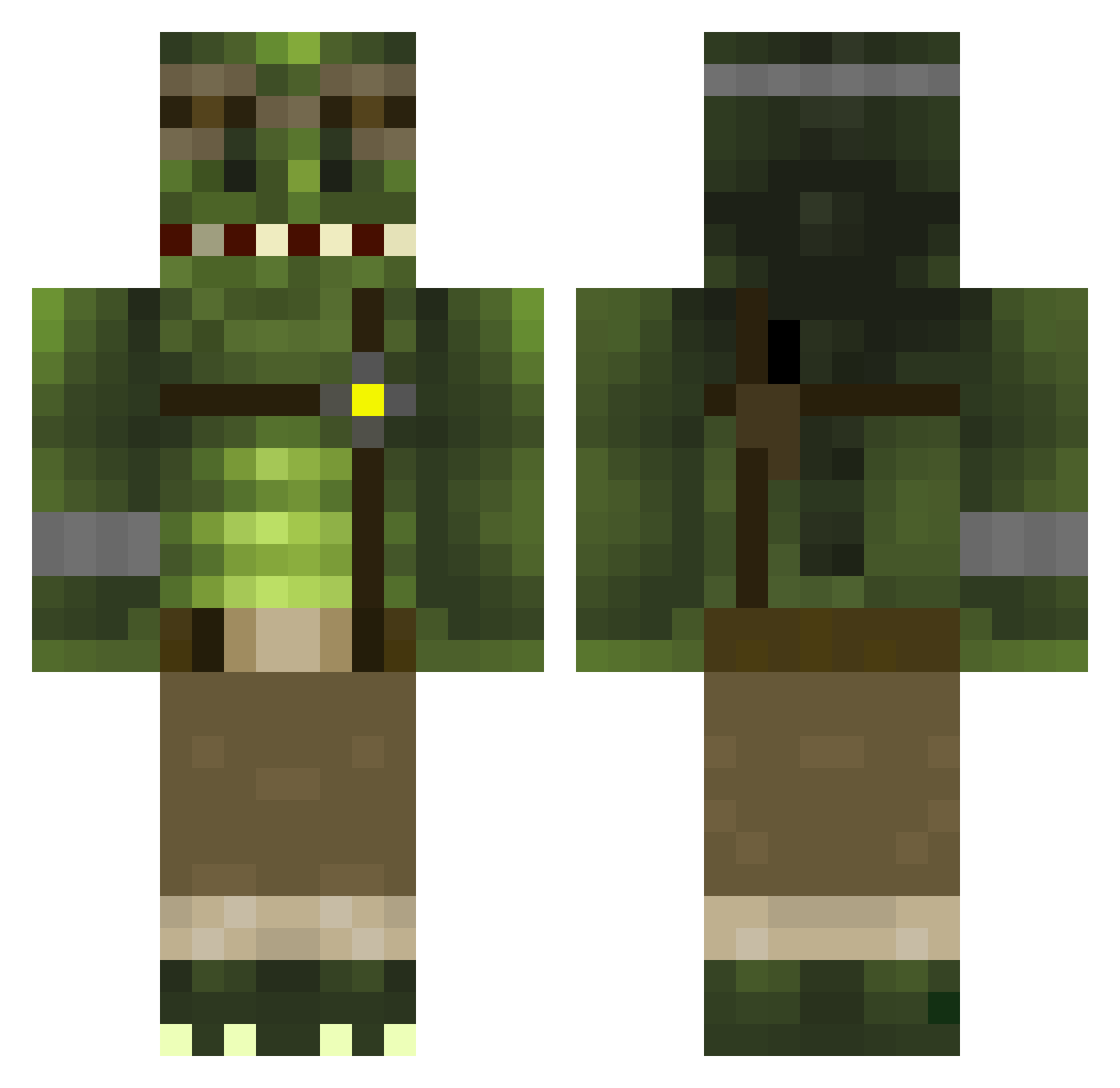 ChiefGatorTail Minecraft skin, front and back view