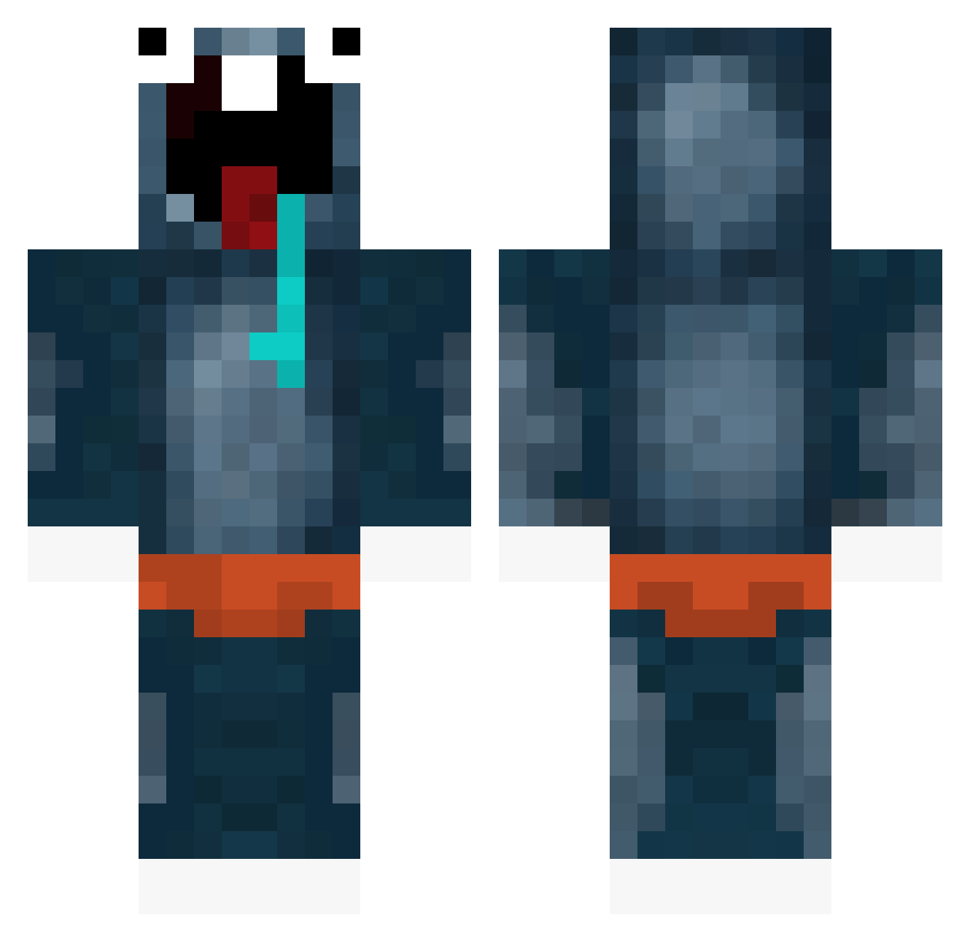 Tiqles Minecraft skin, front and back view