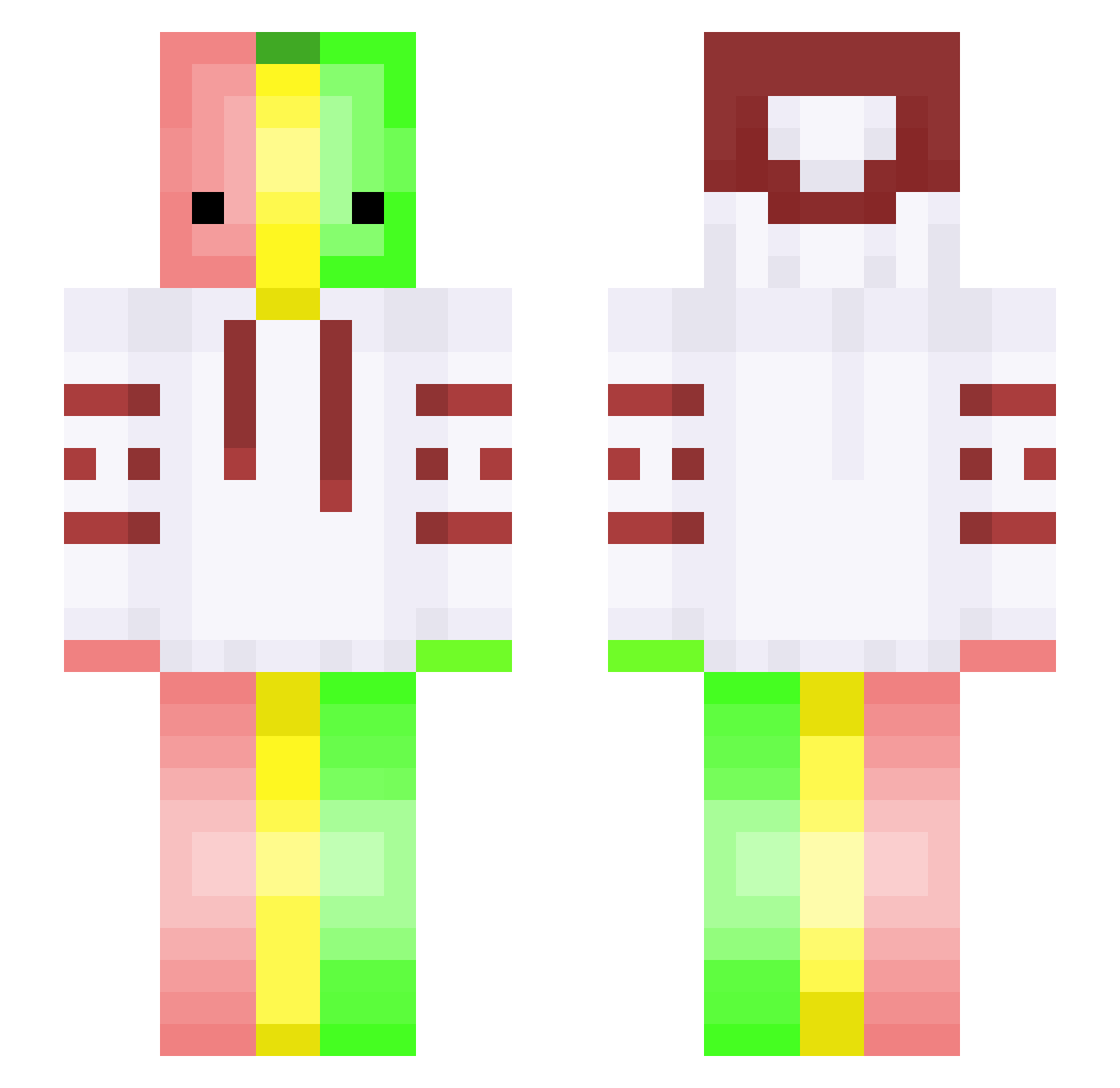 Tazmaniaxk Minecraft skin, front and back view