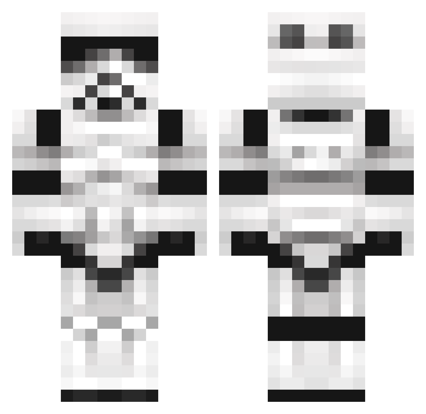 Disputing Minecraft skin, front and back view