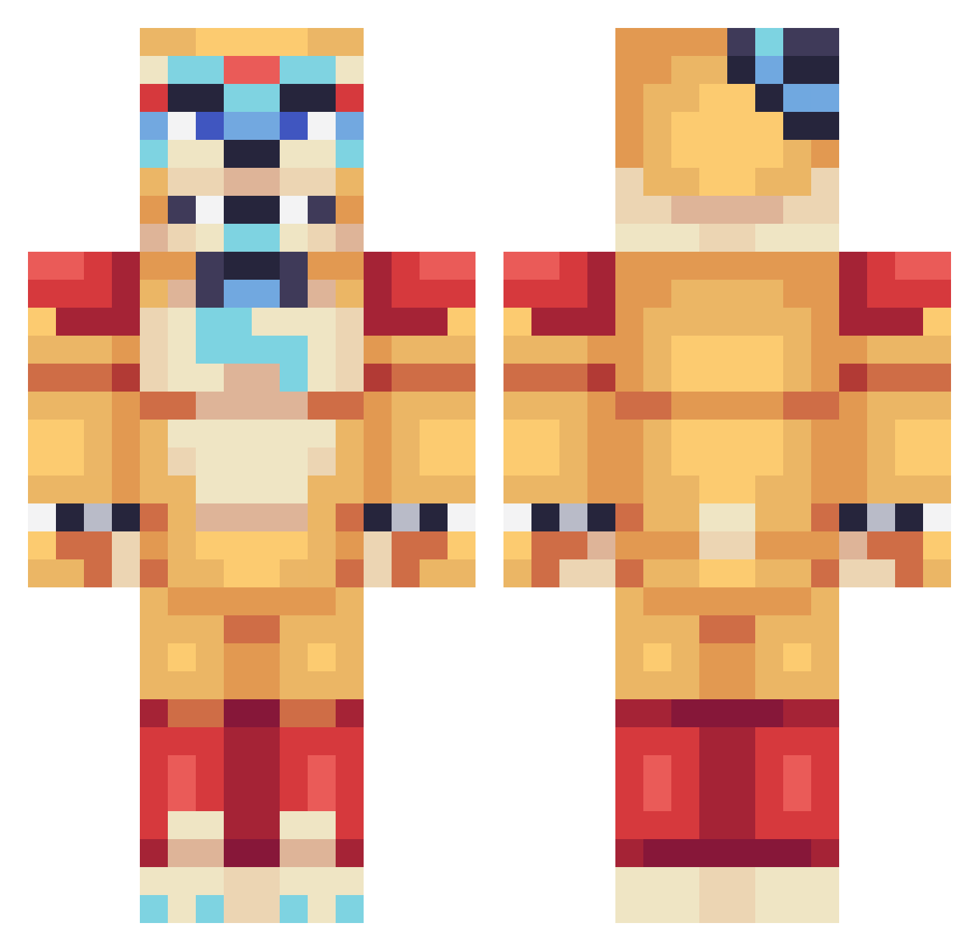 EquinoxRocks Minecraft skin, front and back view