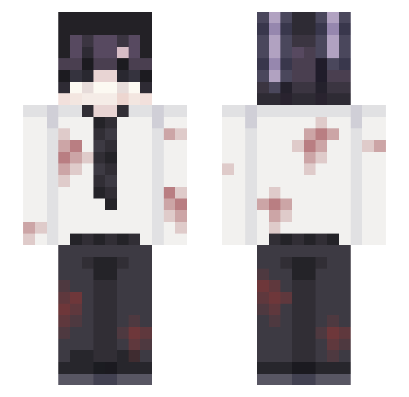 Rawness Minecraft skin, front and back view