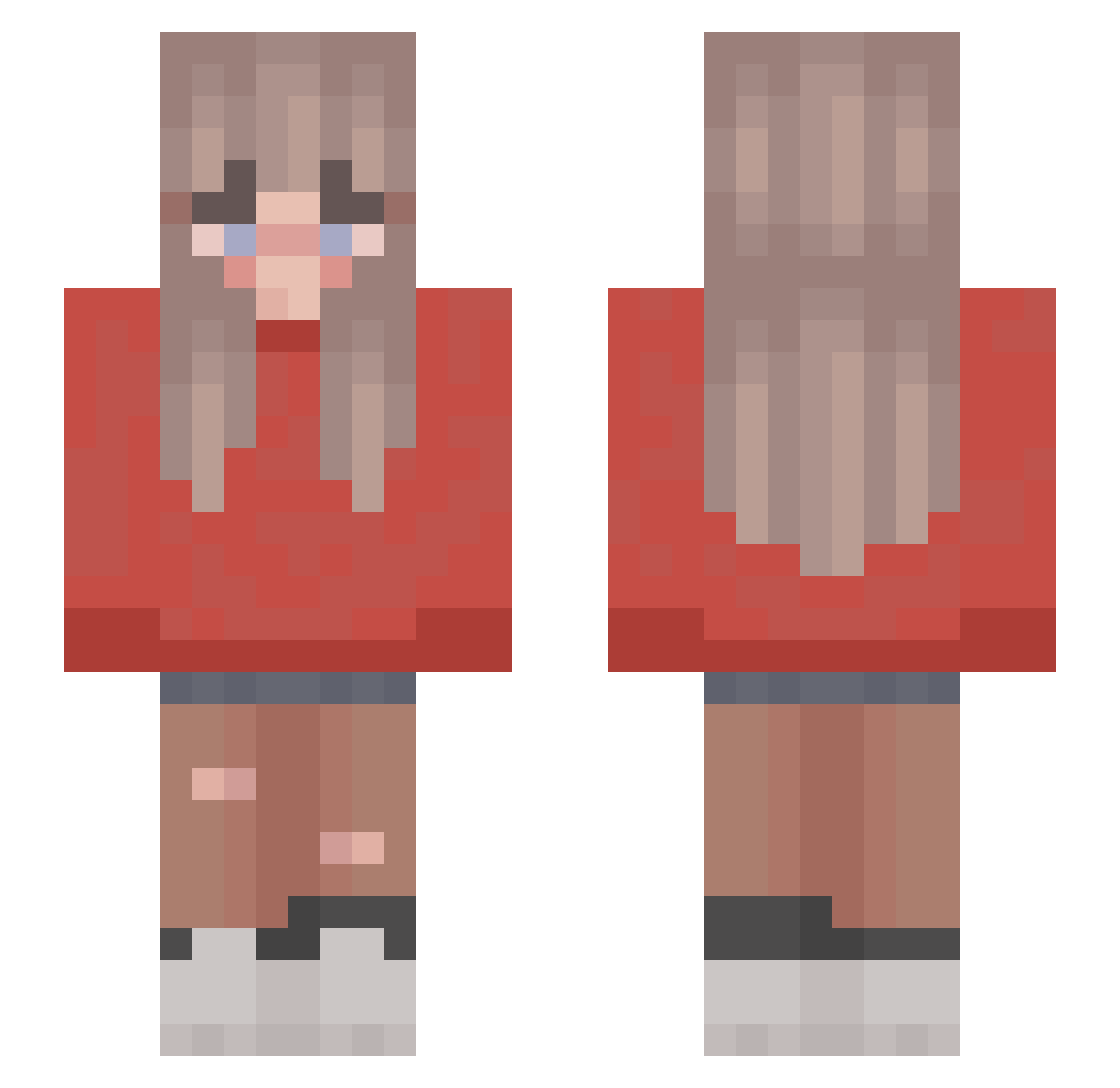 pomegraniteee Minecraft skin, front and back view