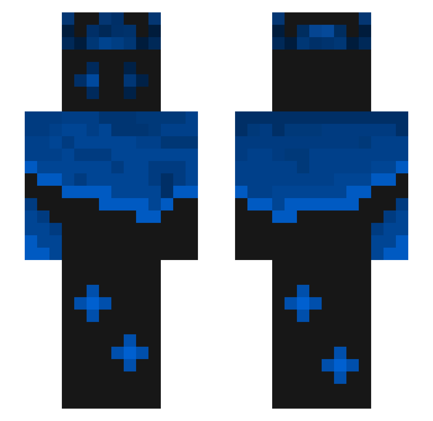 Xonexz Minecraft skin, front and back view