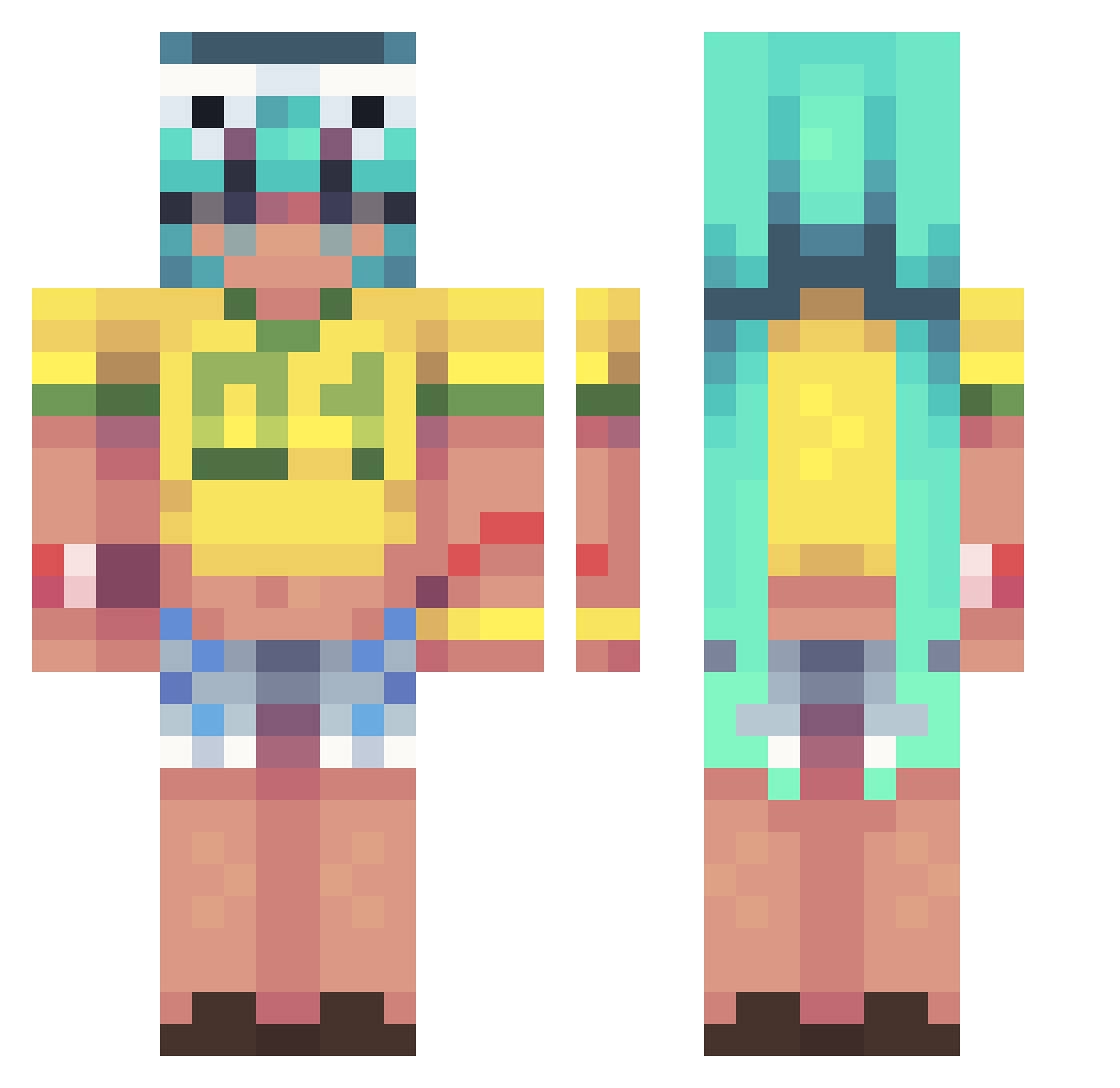 UdinBruh Minecraft skin, front and back view