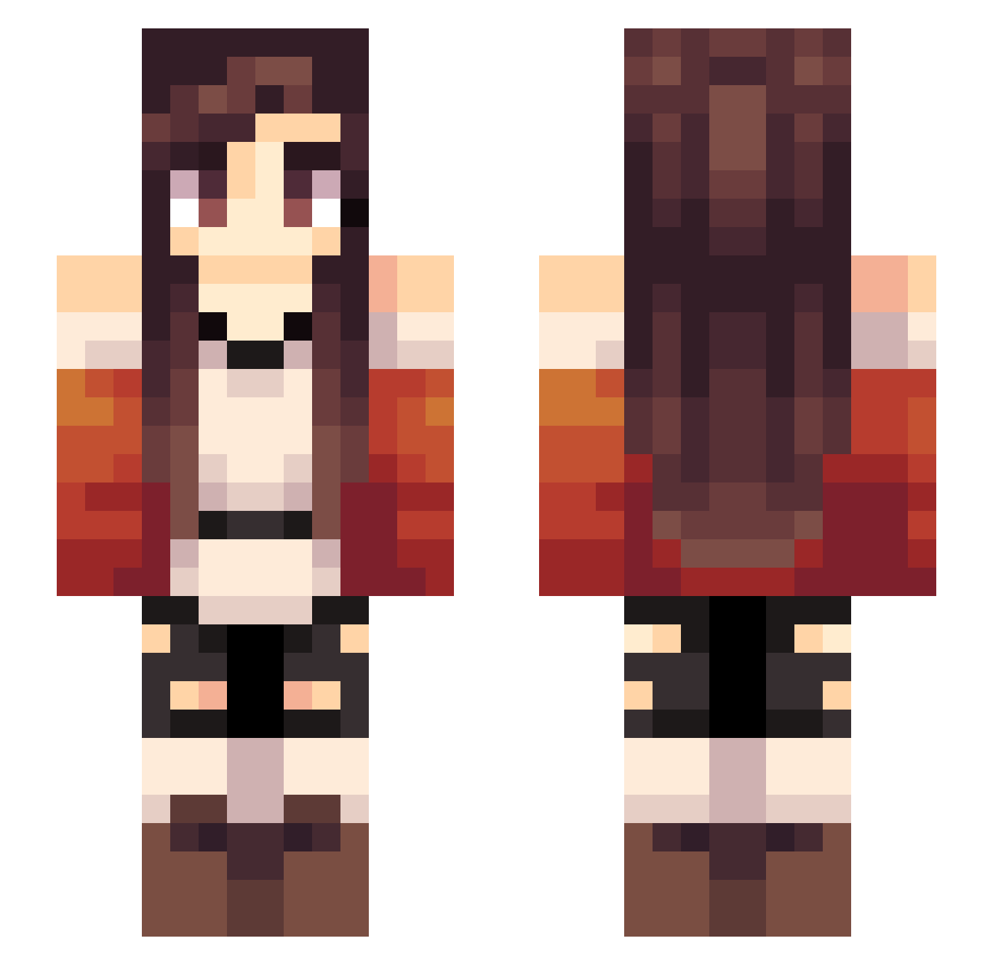LisaFiesta Minecraft skin, front and back view