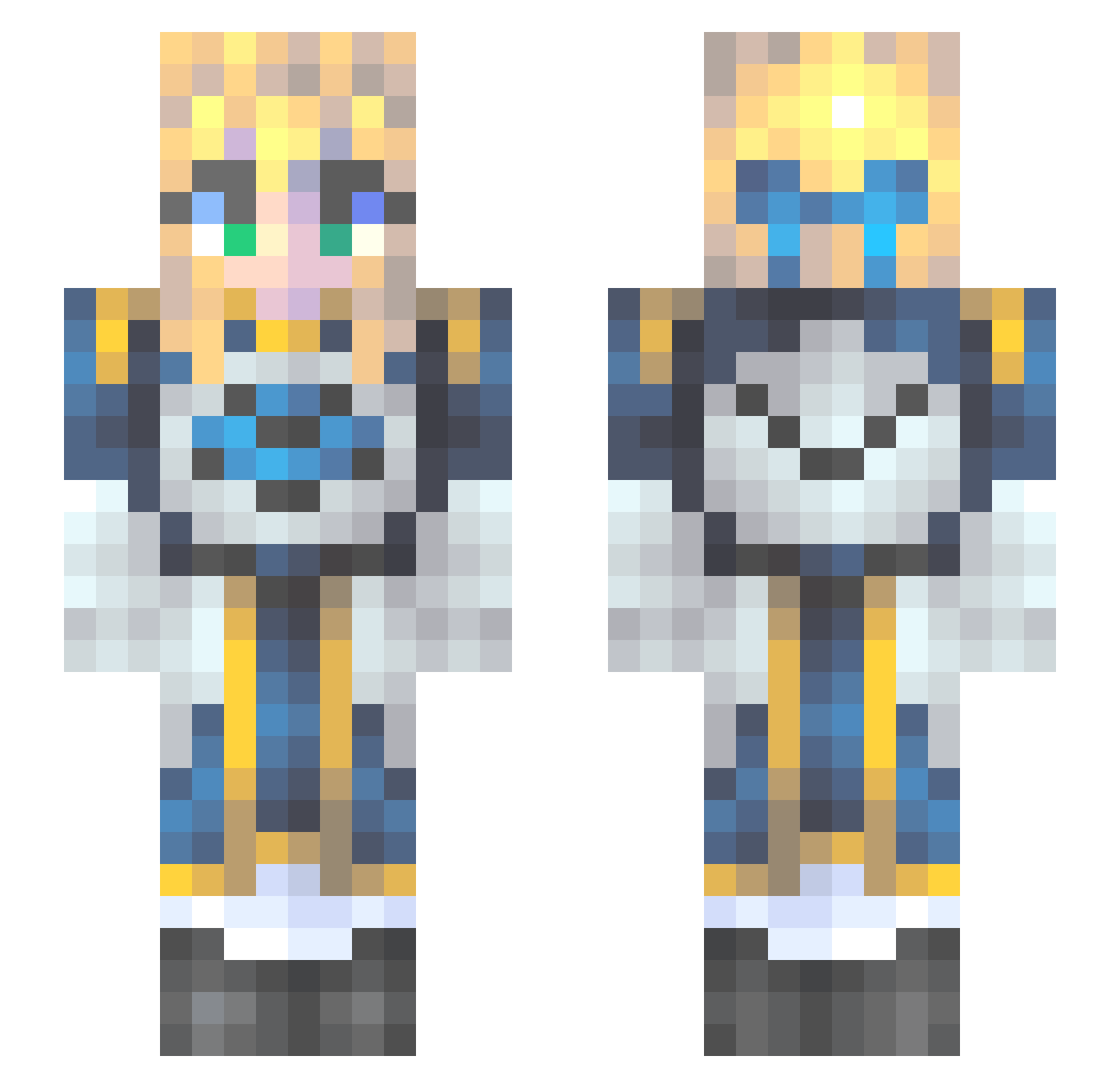 Realhero Minecraft skin, front and back view