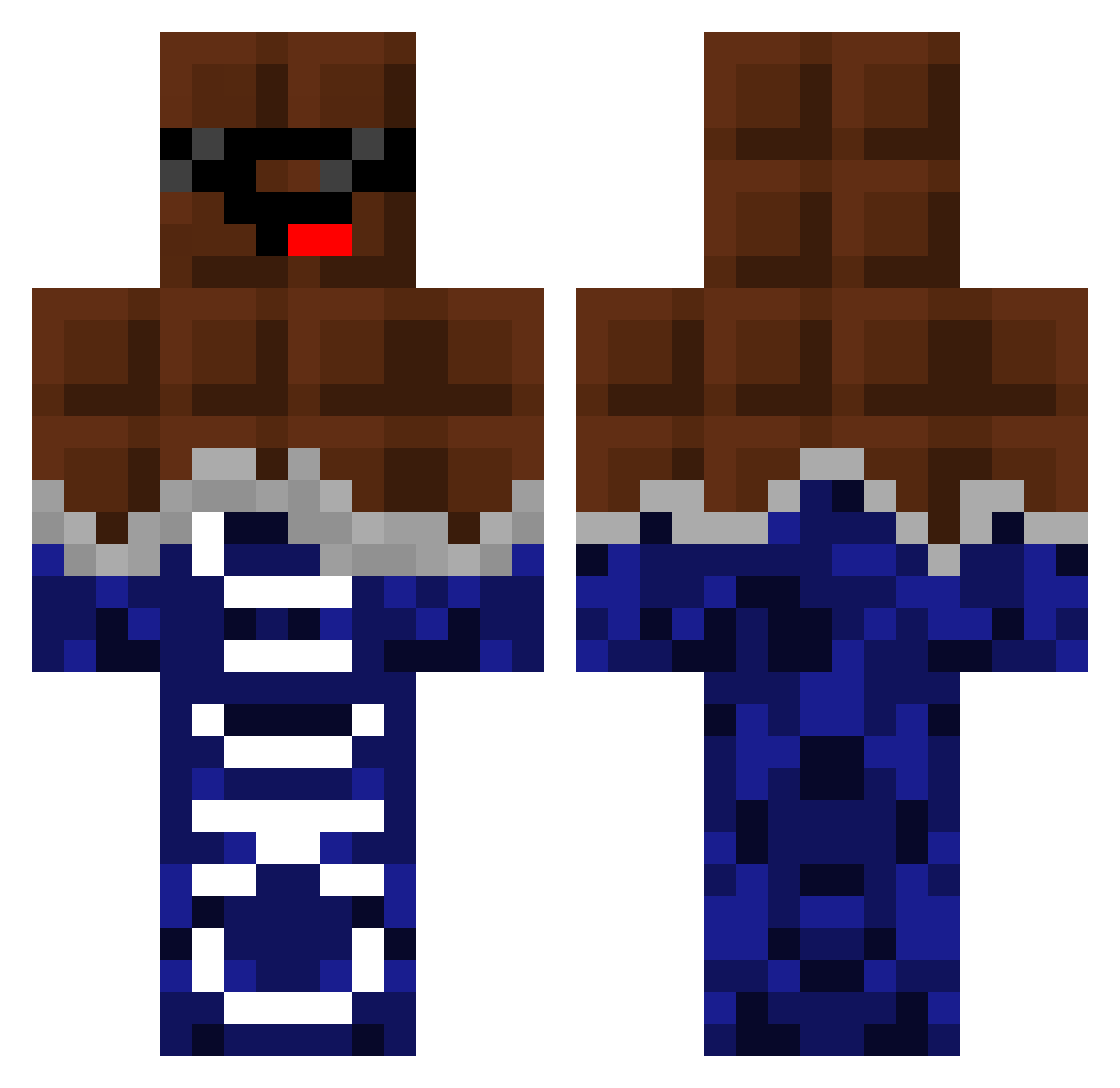 FlipTheUniverse Minecraft skin, front and back view