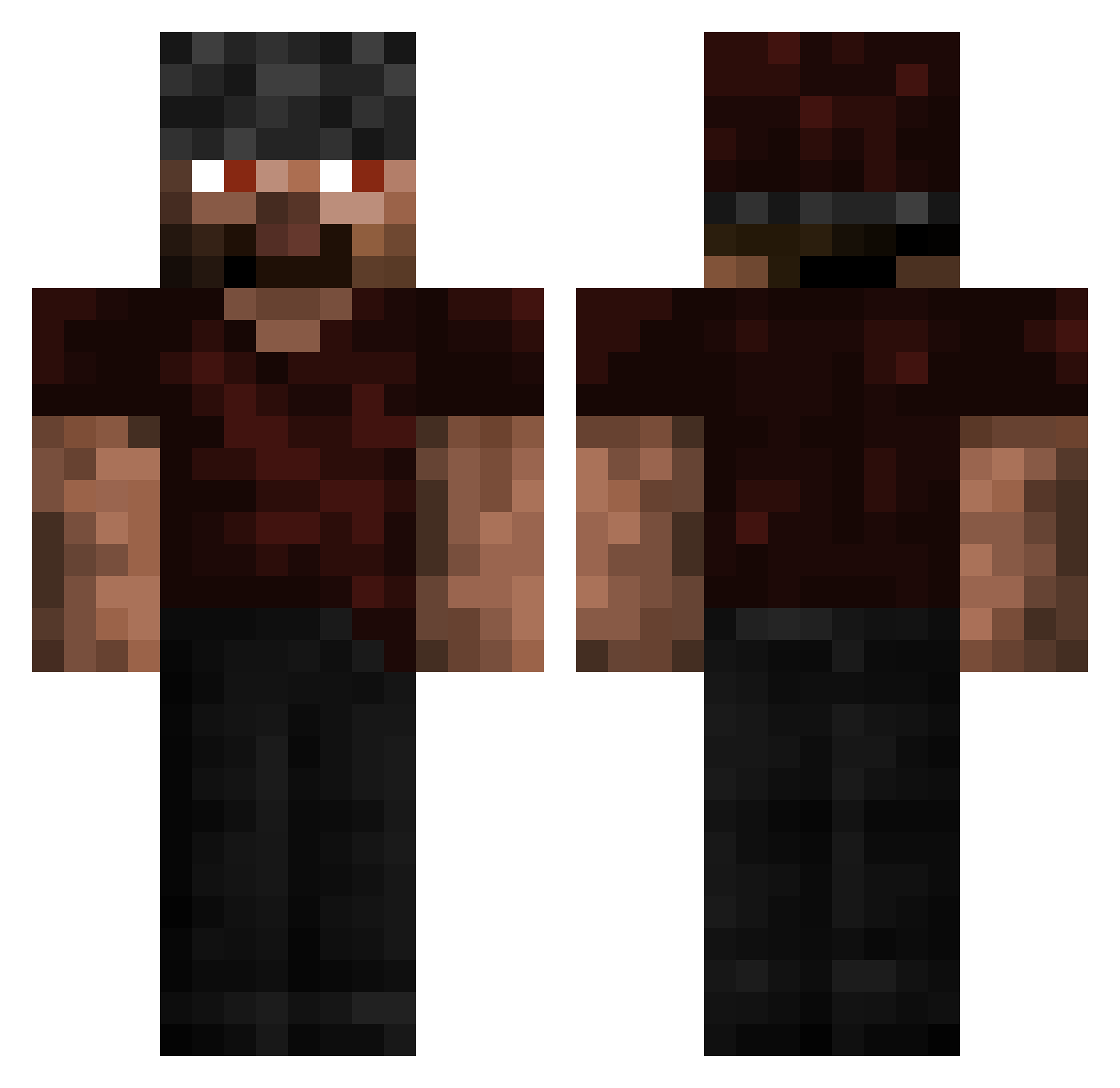 pb_k Minecraft skin, front and back view