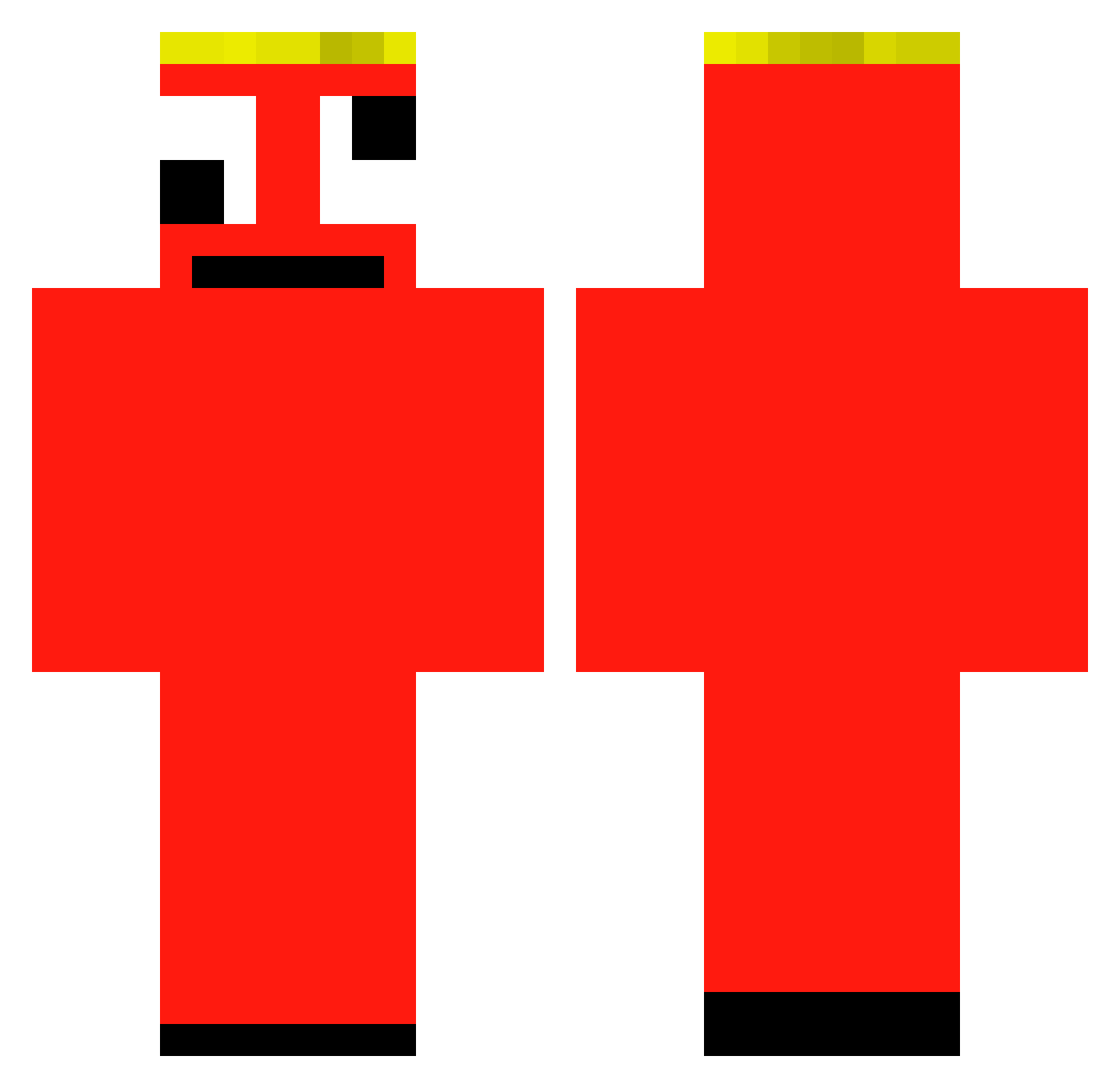 Zipted Minecraft skin, front and back view