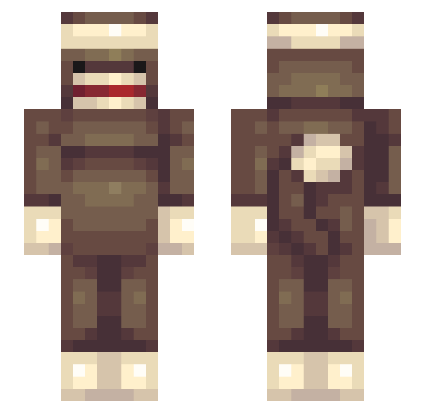 Kickish Minecraft skin, front and back view