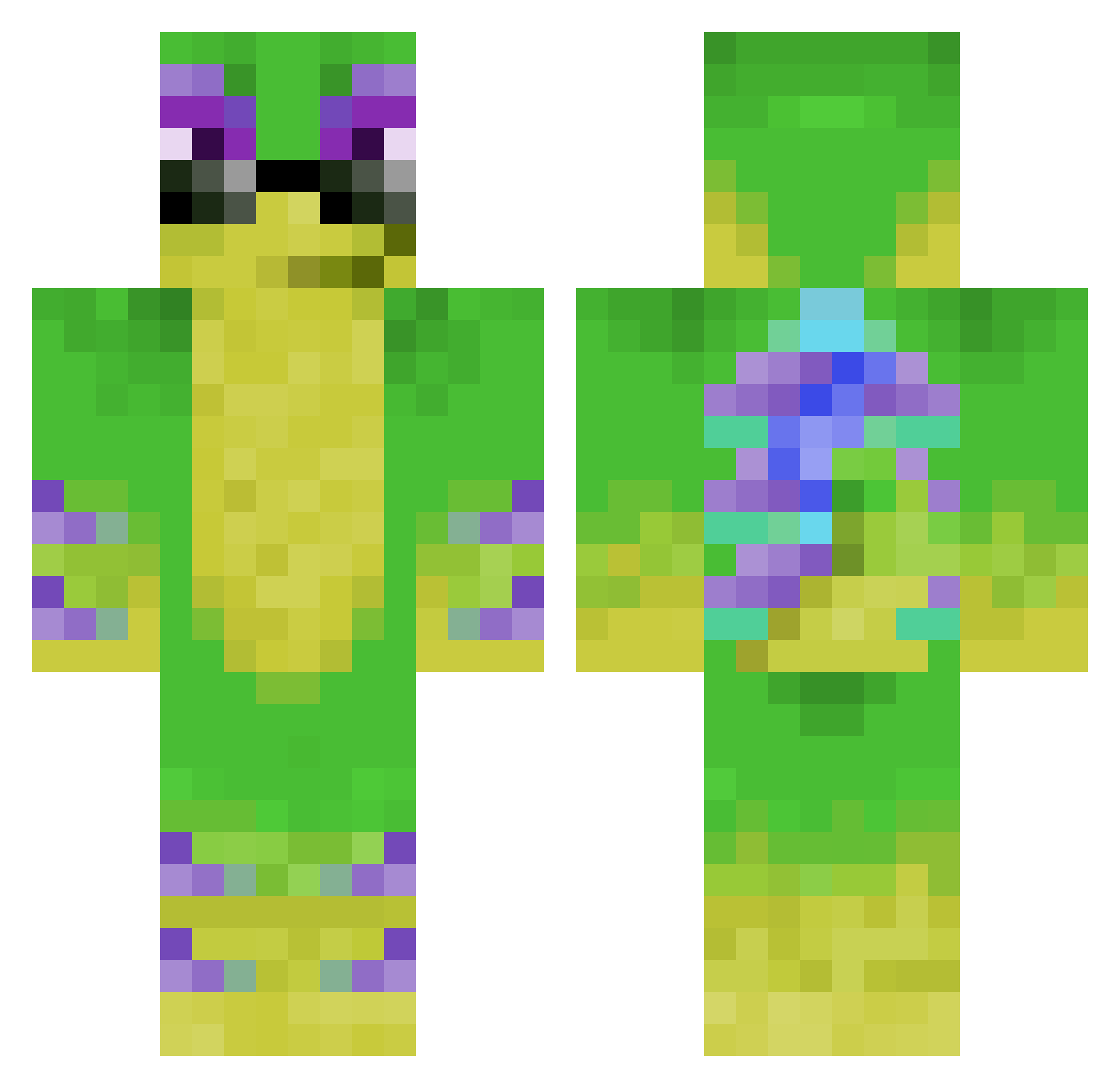 juggling Minecraft skin, front and back view
