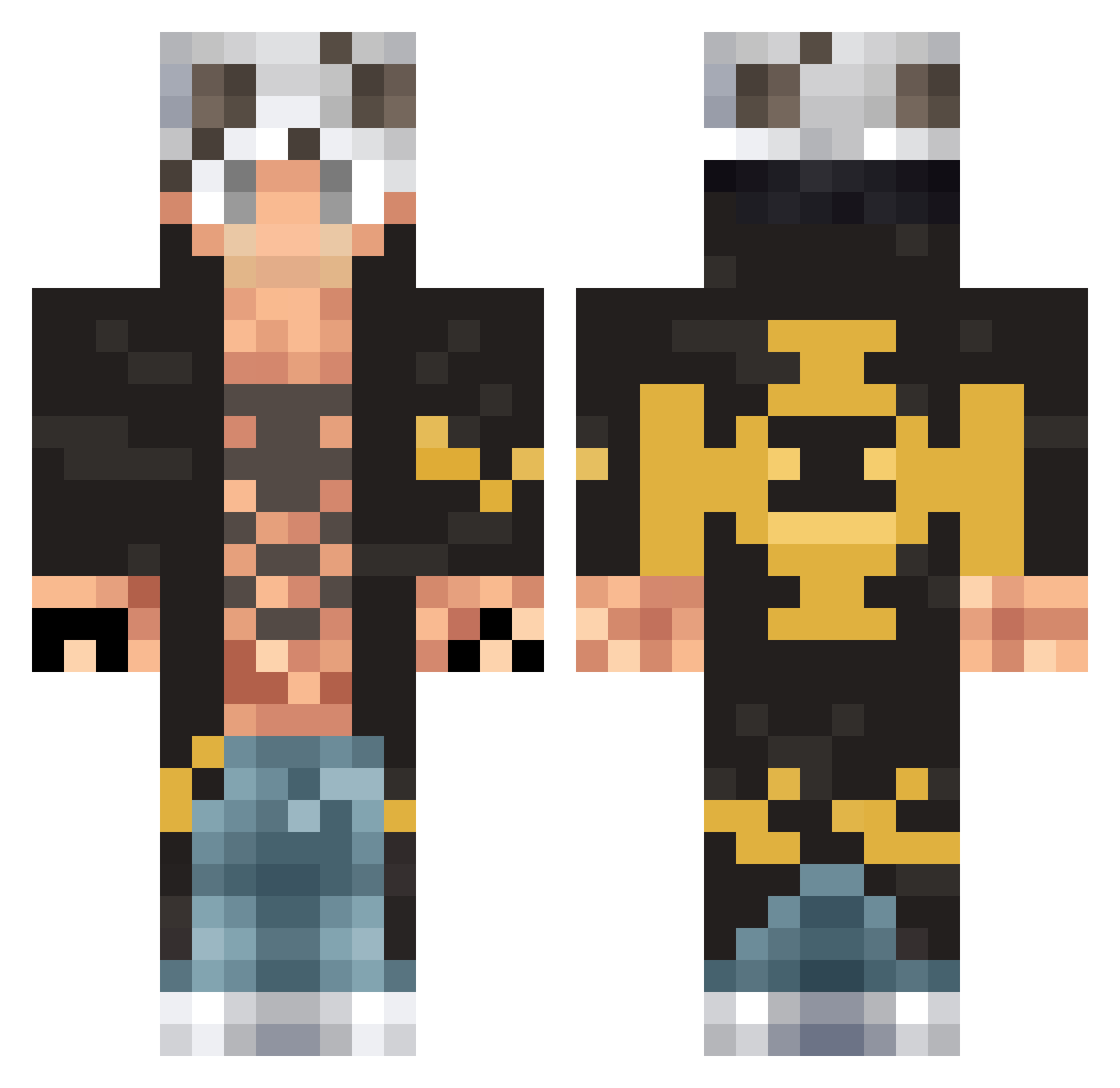 HUULIRASVA Minecraft skin, front and back view