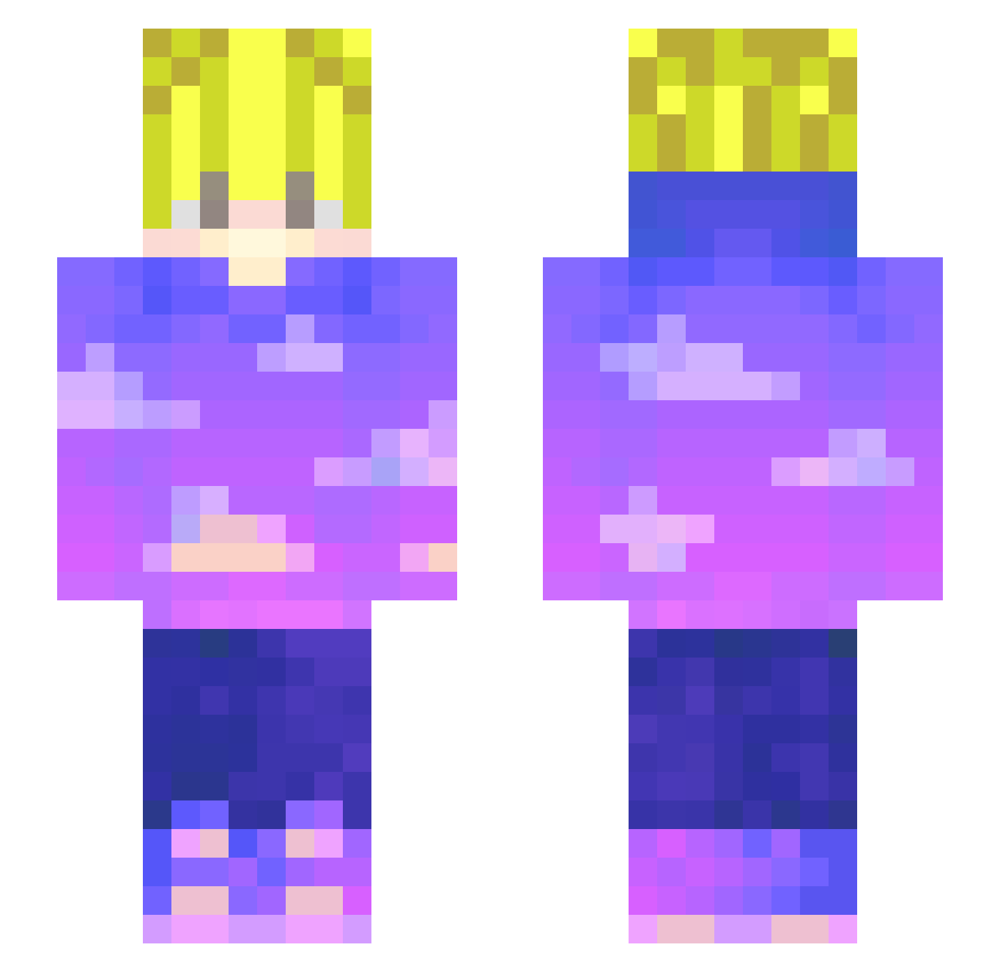 Peakboiboi Minecraft skin, front and back view