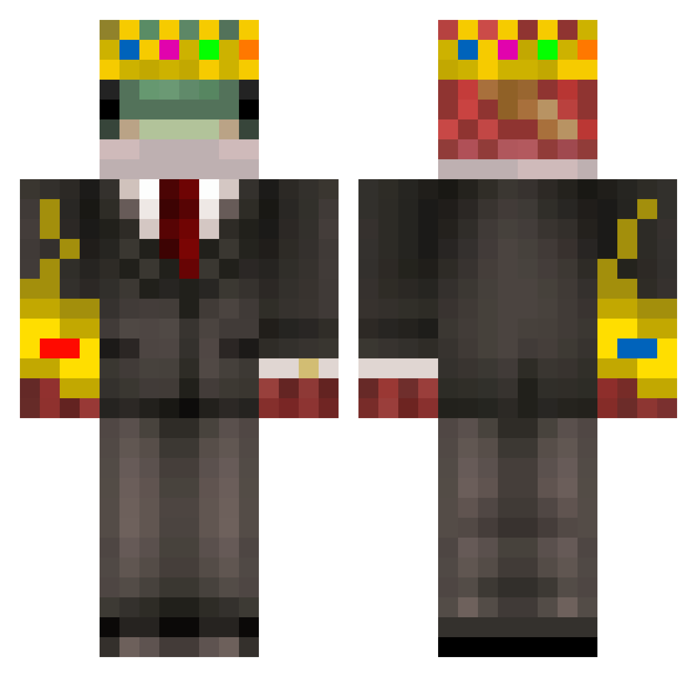 walker1D Minecraft skin, front and back view