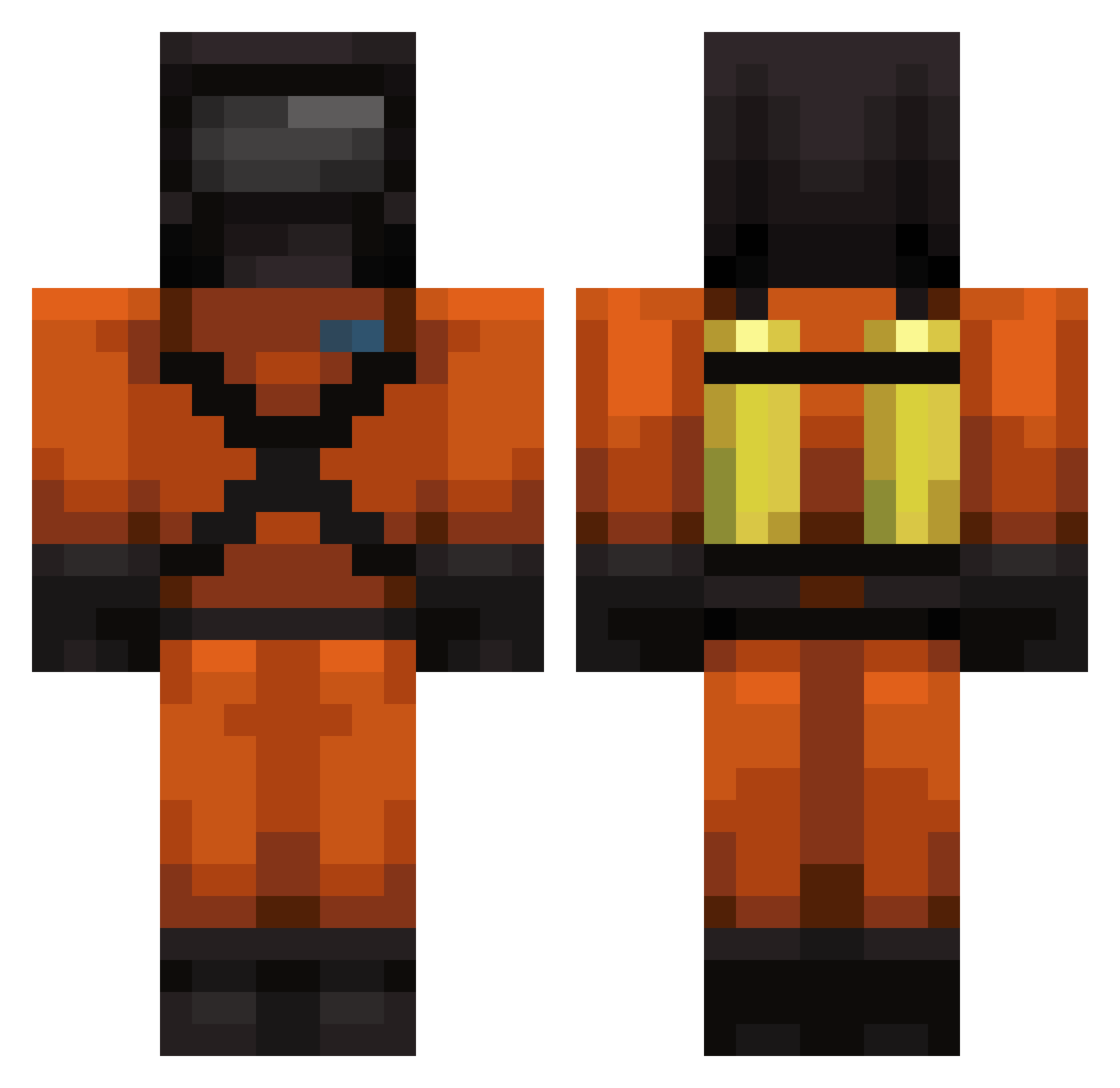 Unork Minecraft skin, front and back view