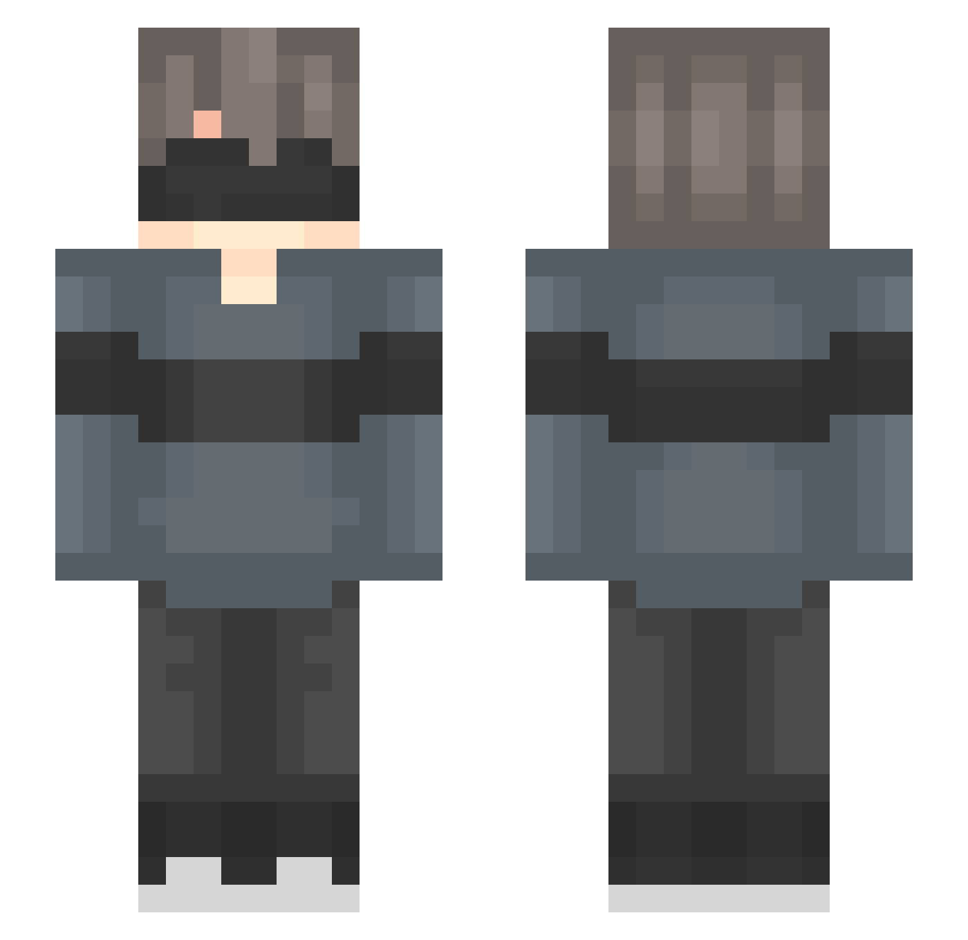 StrikeSwiper Minecraft skin, front and back view