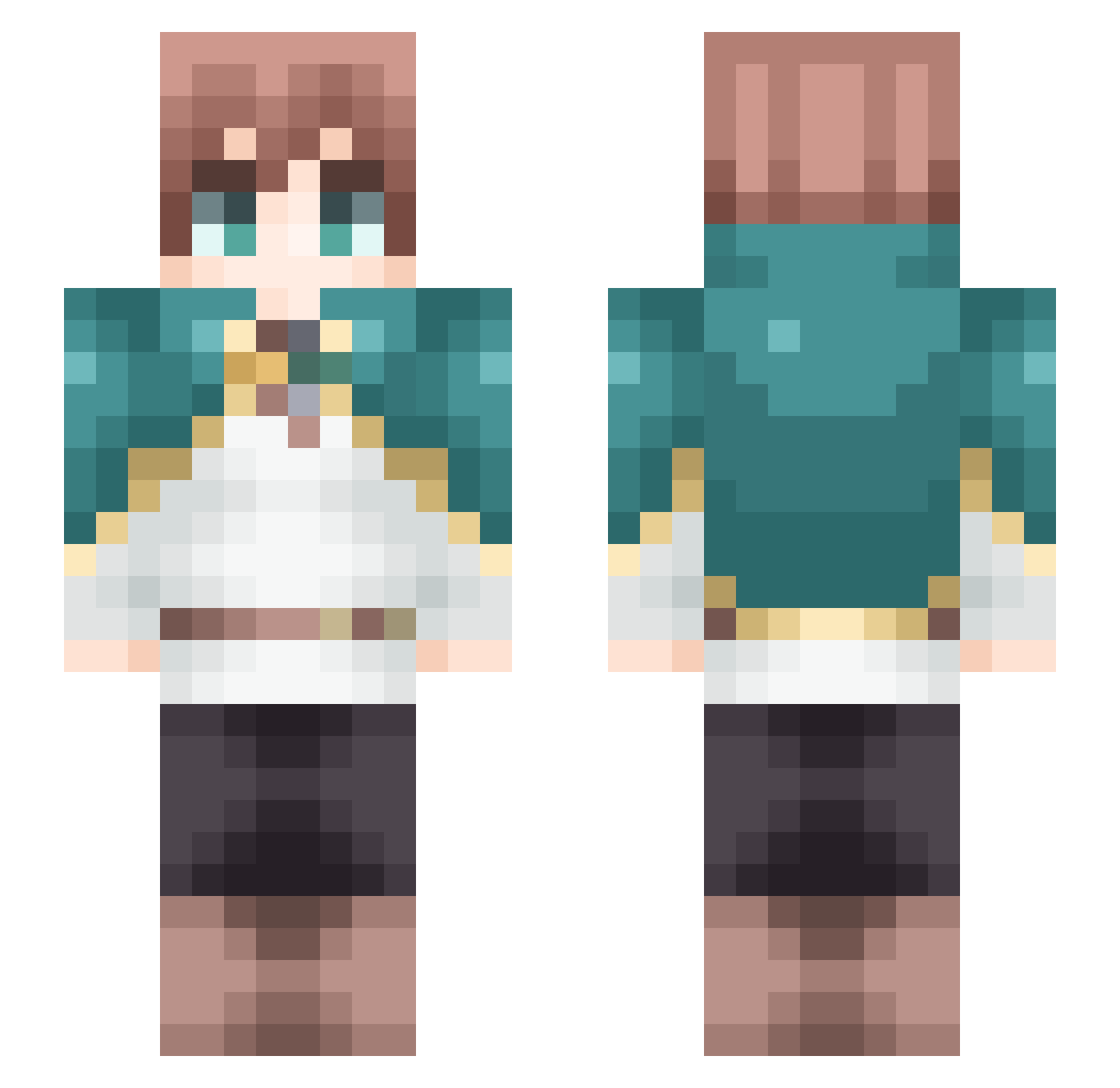 Deccera Minecraft skin, front and back view