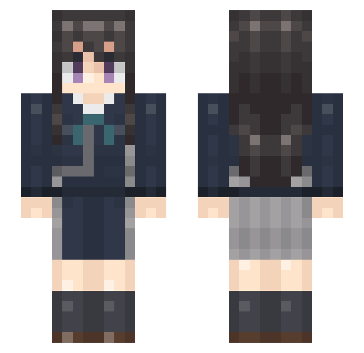wastefl Minecraft skin, front and back view