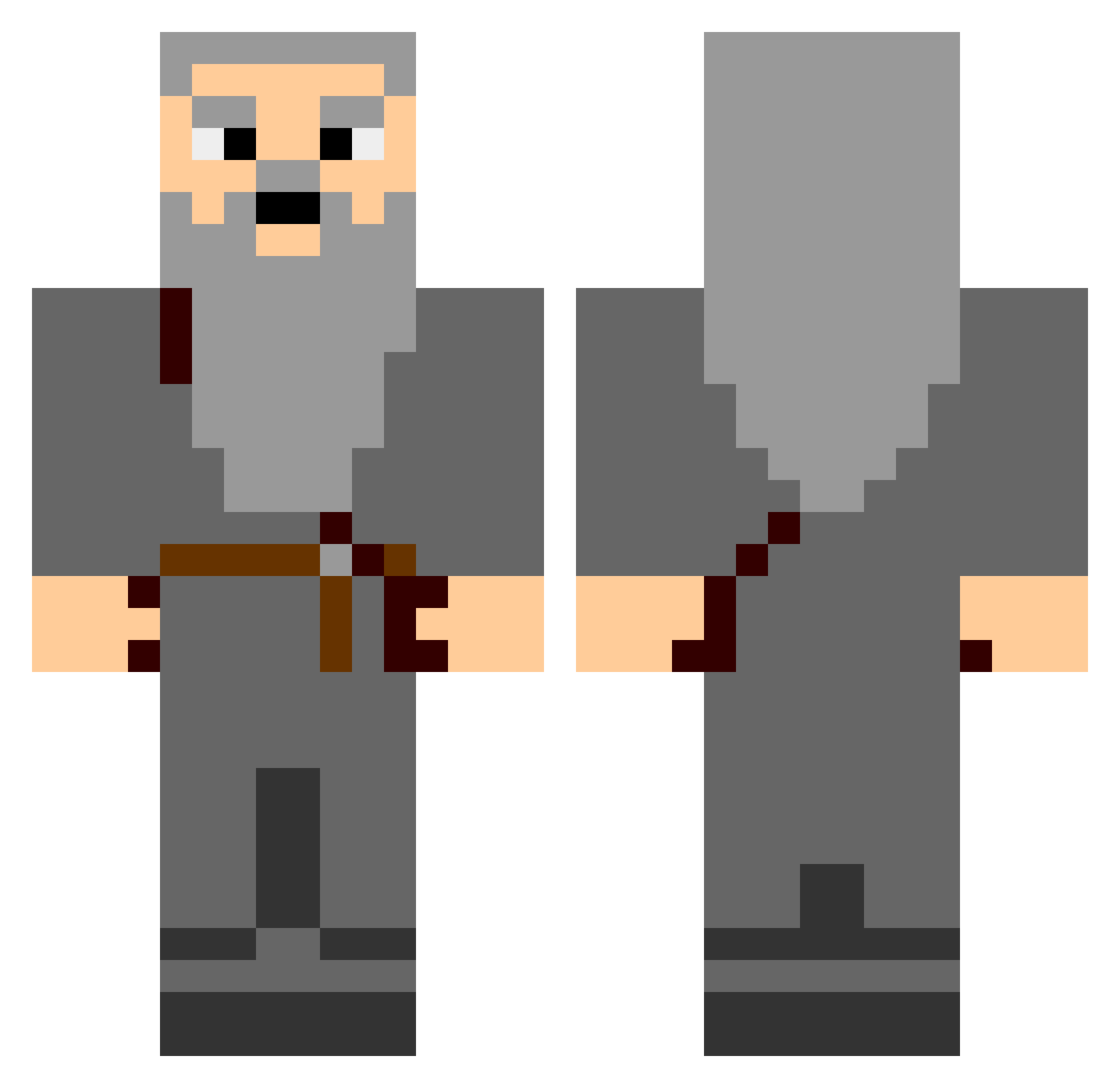 Focused Minecraft skin, front and back view