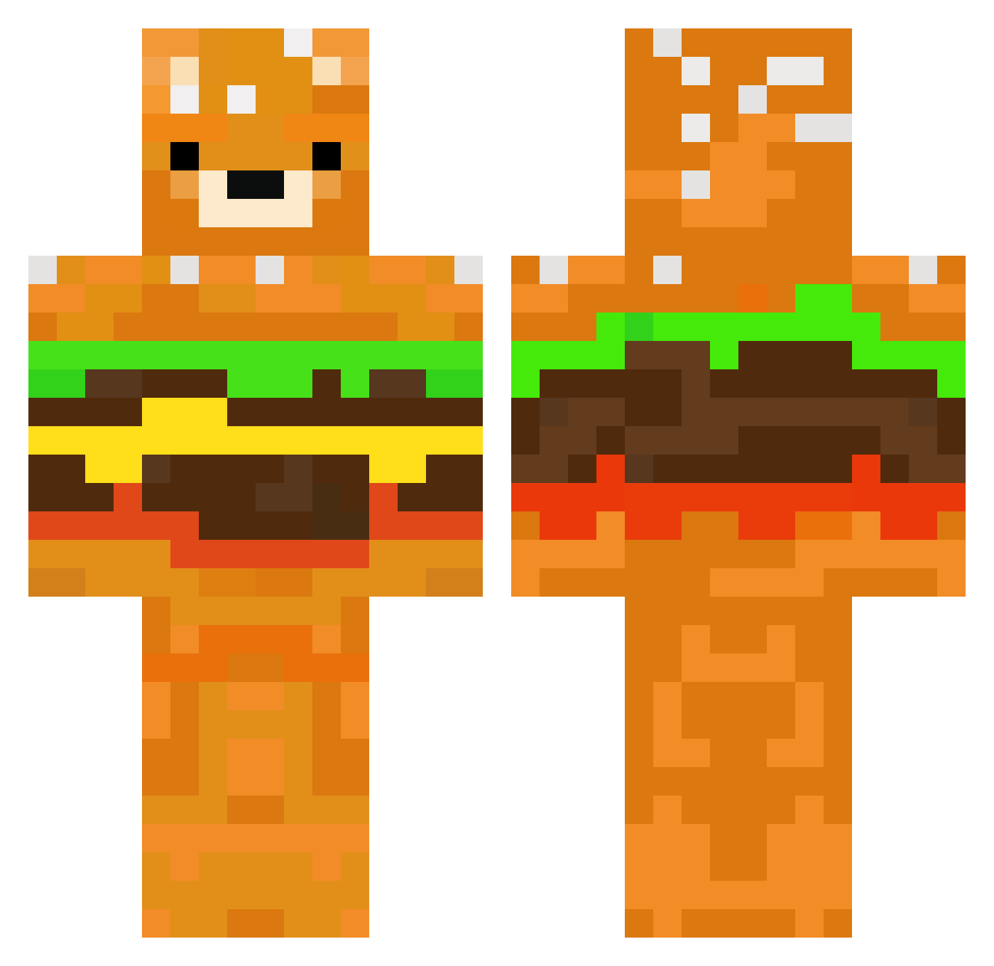 HGPE Minecraft skin, front and back view