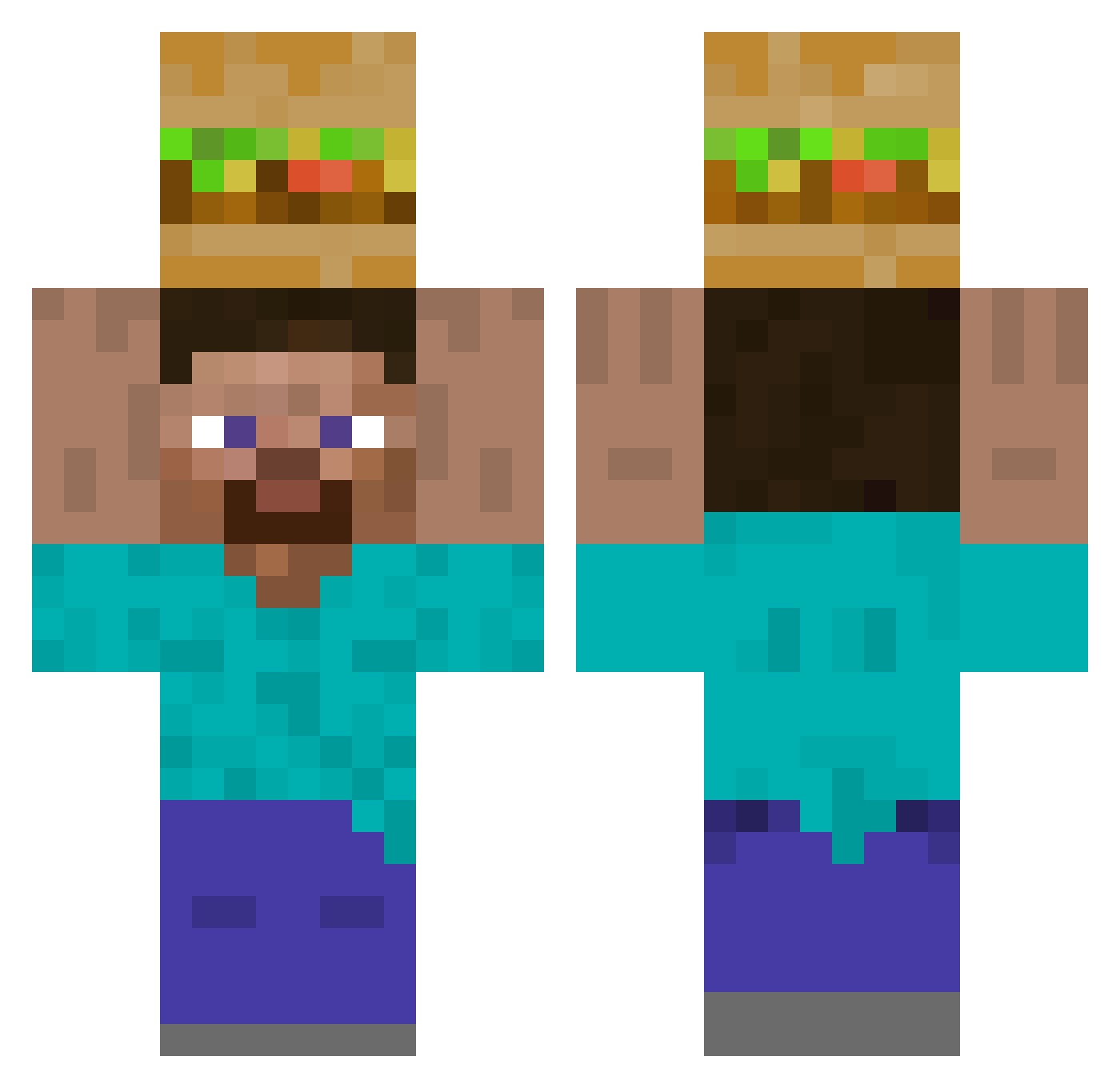 GinVictory1 Minecraft skin, front and back view