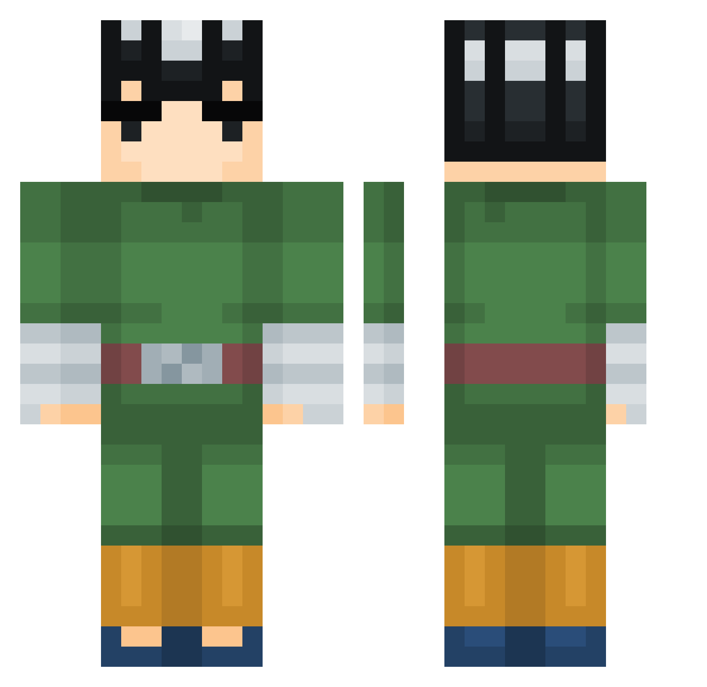 Wonzle Minecraft skin, front and back view