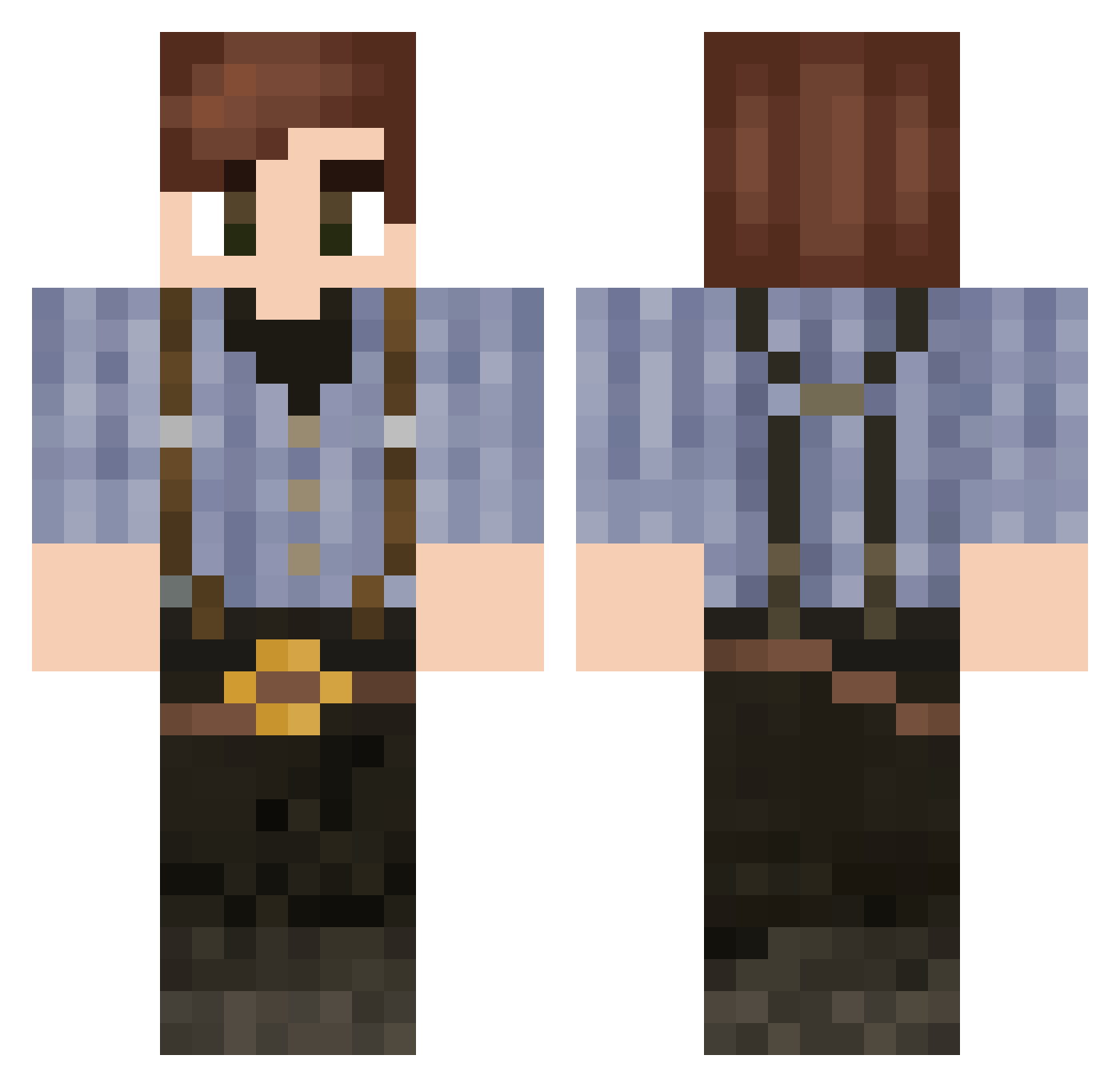 tauntoise Minecraft skin, front and back view
