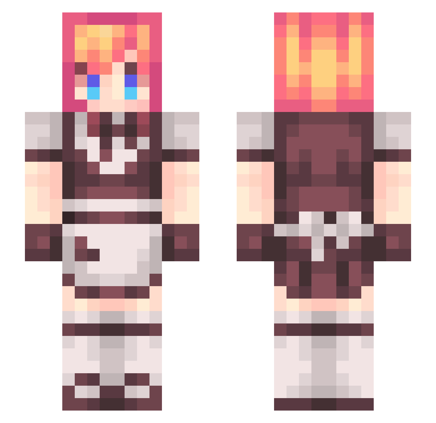 Prismatic Minecraft skin, front and back view