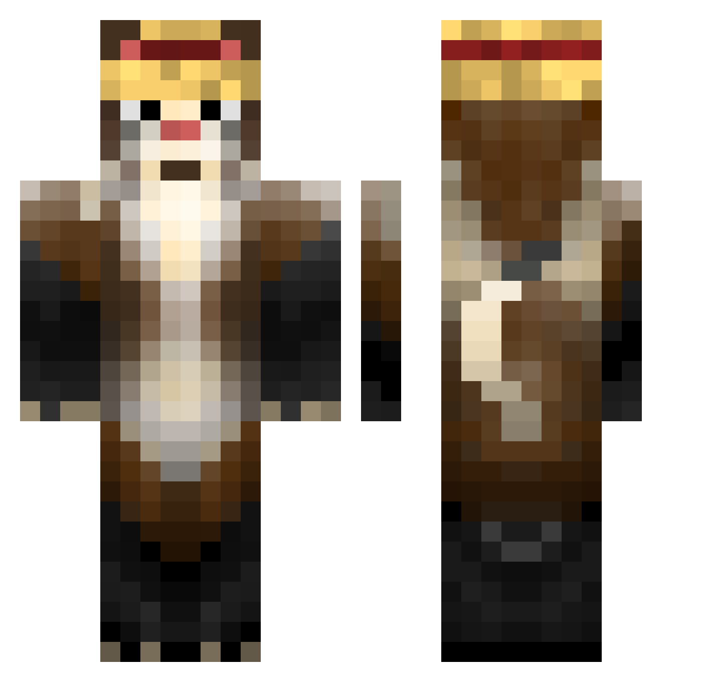 Xman0815 Minecraft skin, front and back view