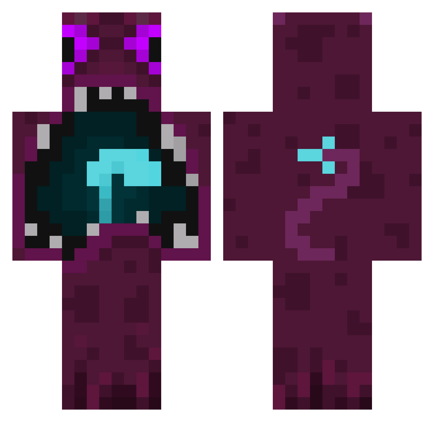 vryv Minecraft skin, front and back view