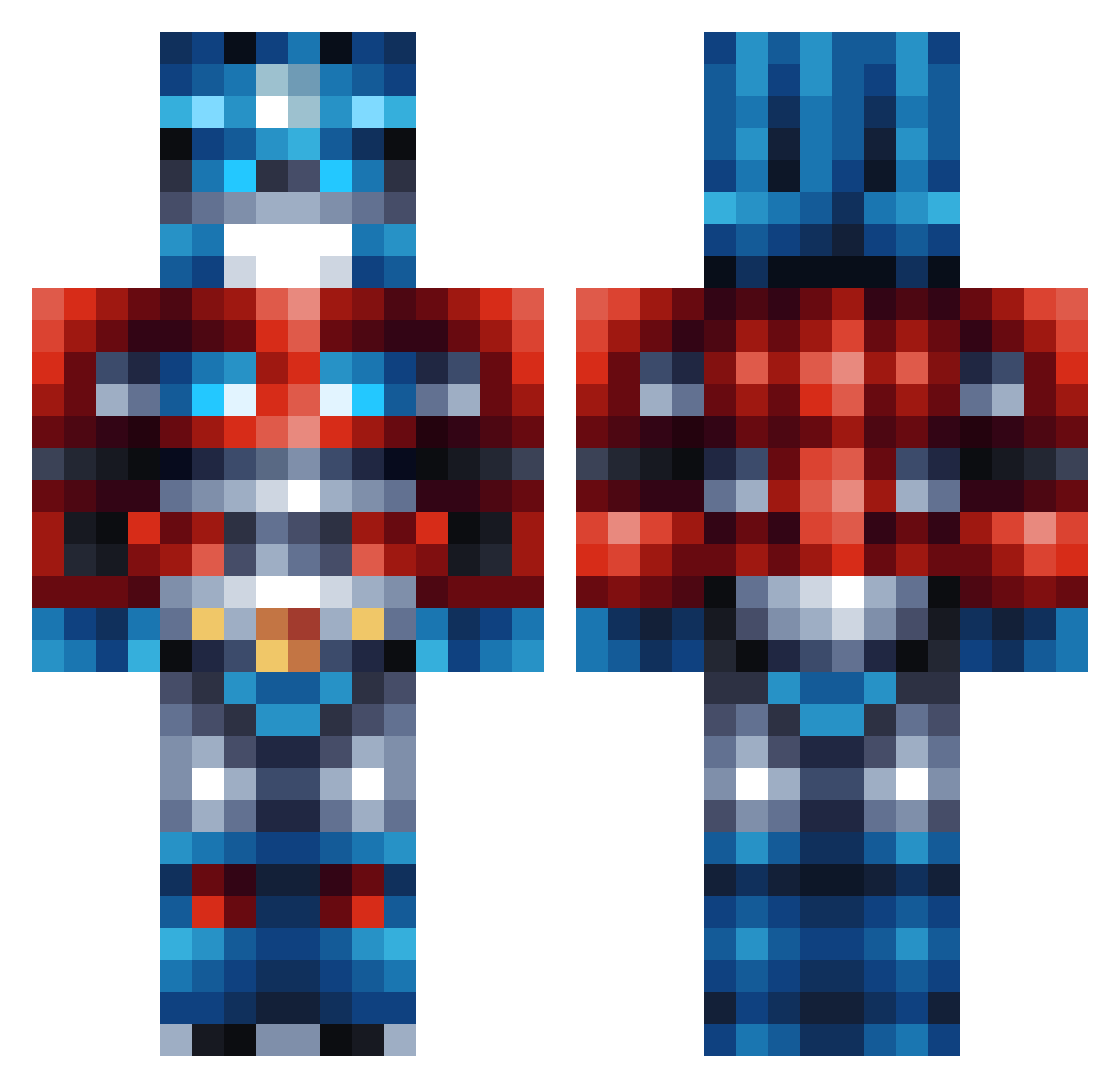 InfernoBank Minecraft skin, front and back view