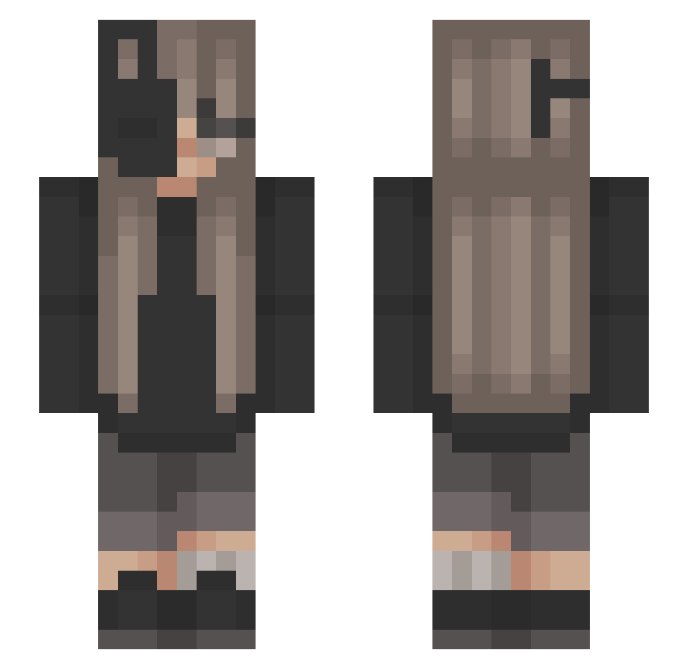 qeso Minecraft skin, front and back view