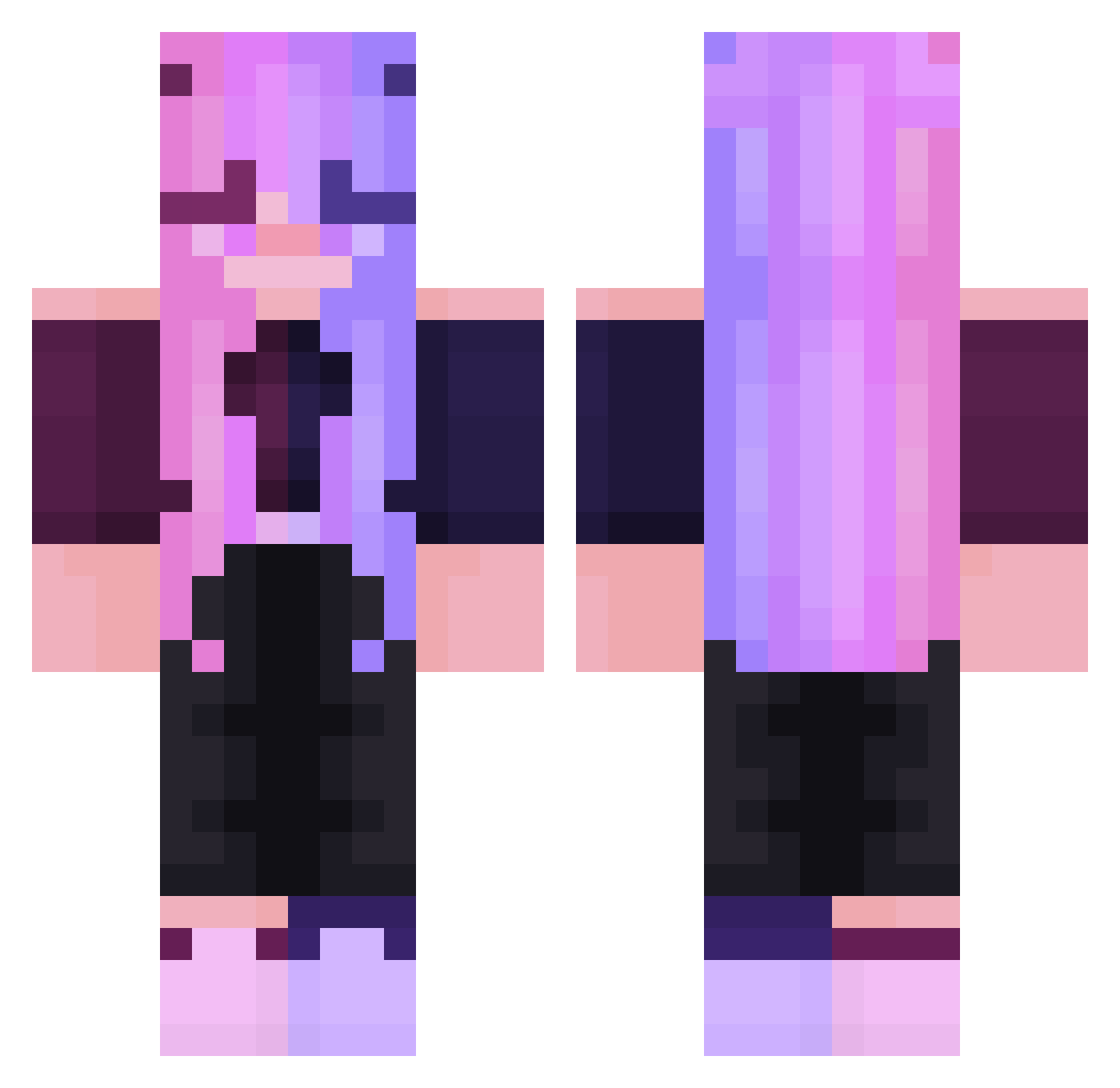 zSahJR Minecraft skin, front and back view