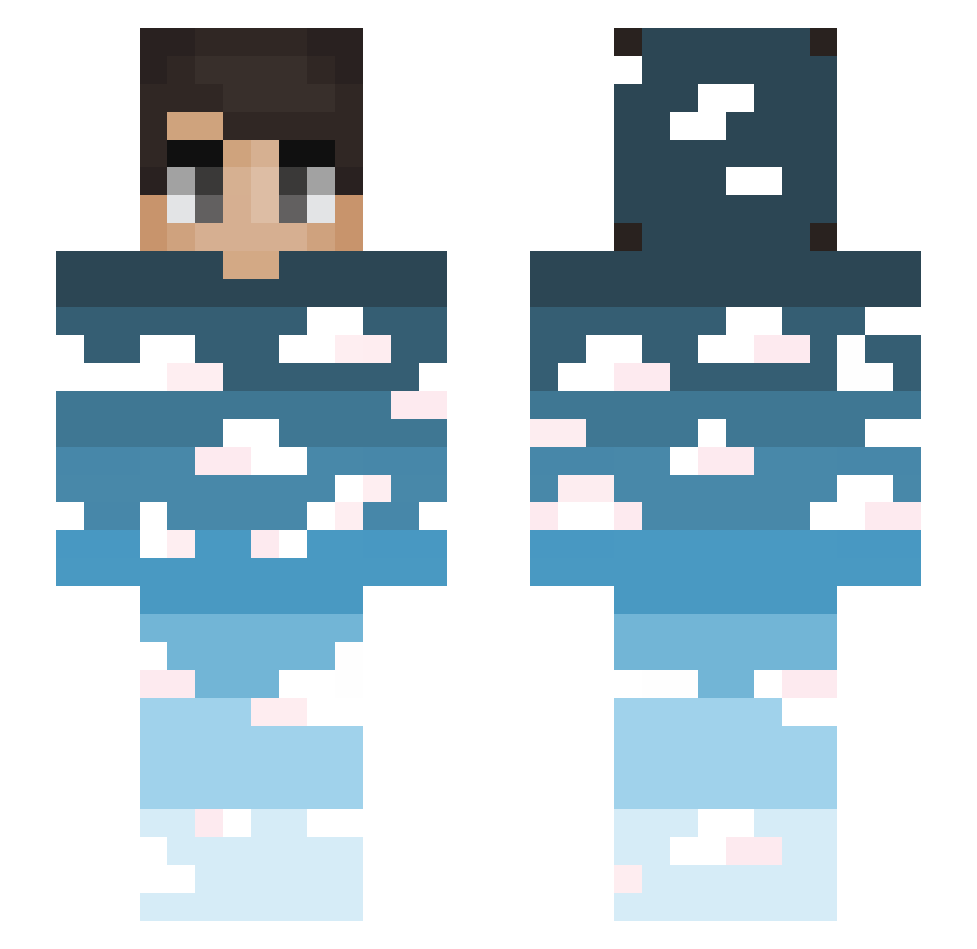 Diana Minecraft skin, front and back view