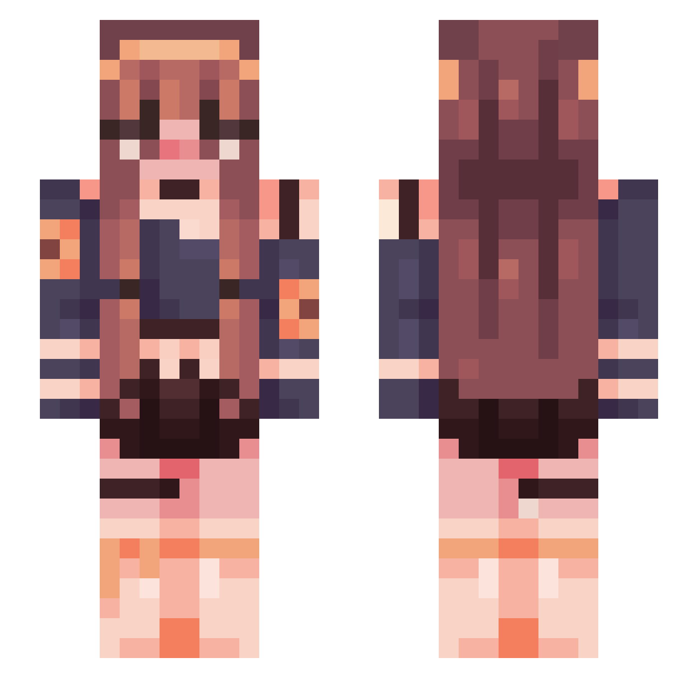 OtterTophat Minecraft skin, front and back view