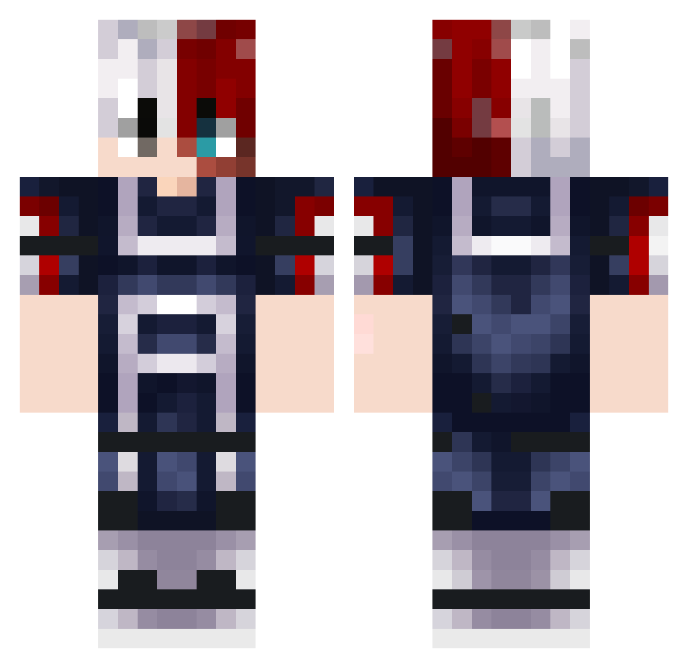 Vaxility Minecraft skin, front and back view