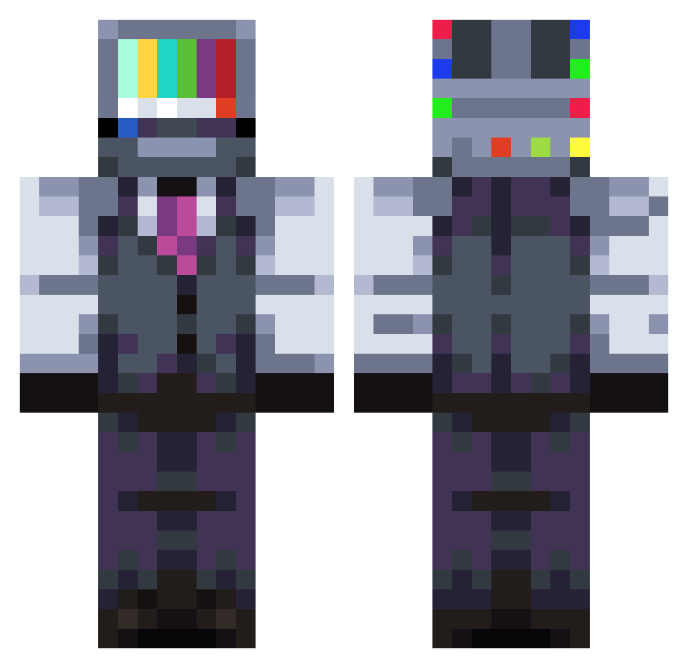 TekBuild Minecraft skin, front and back view