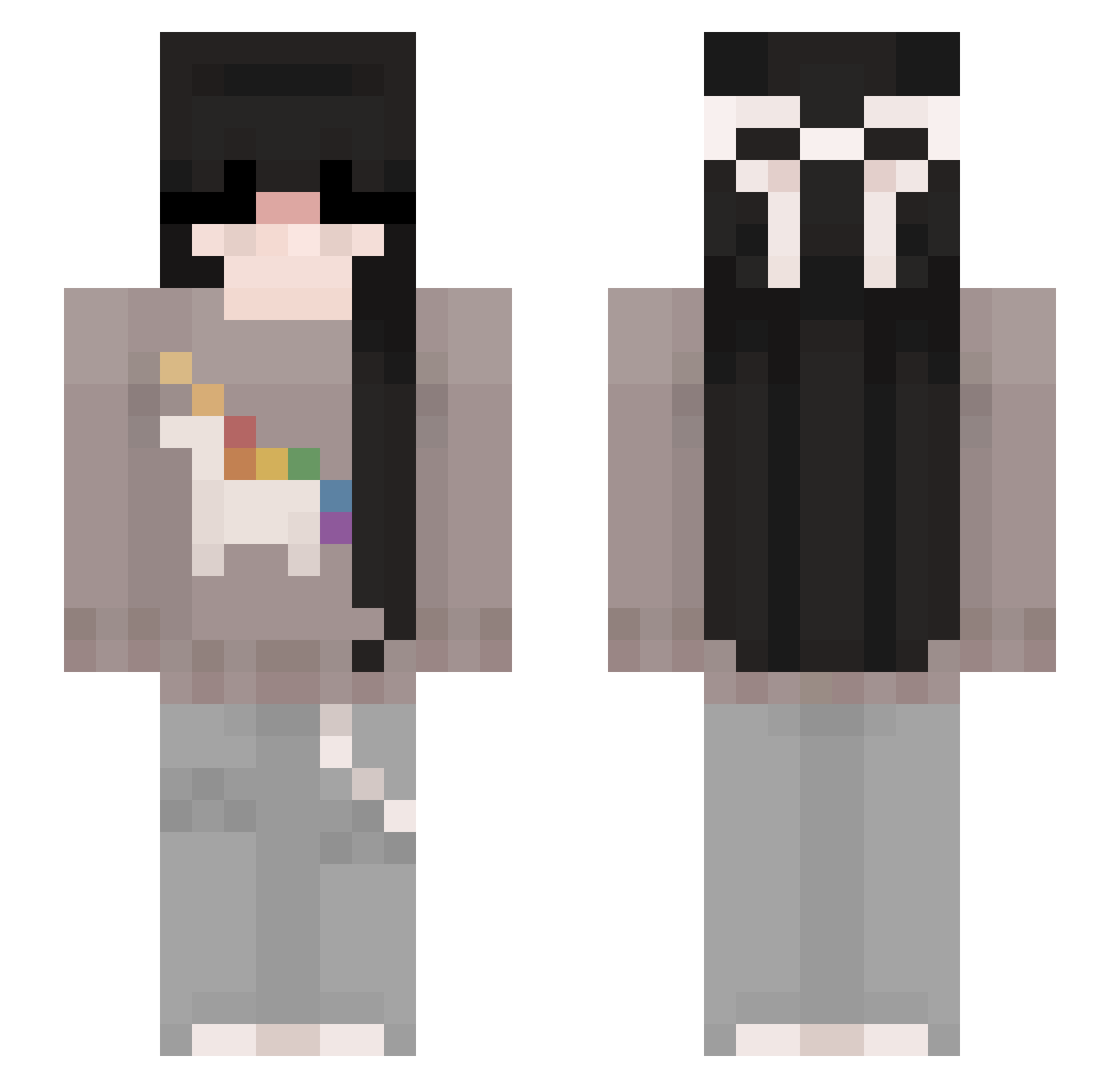 Vinrey Minecraft skin, front and back view