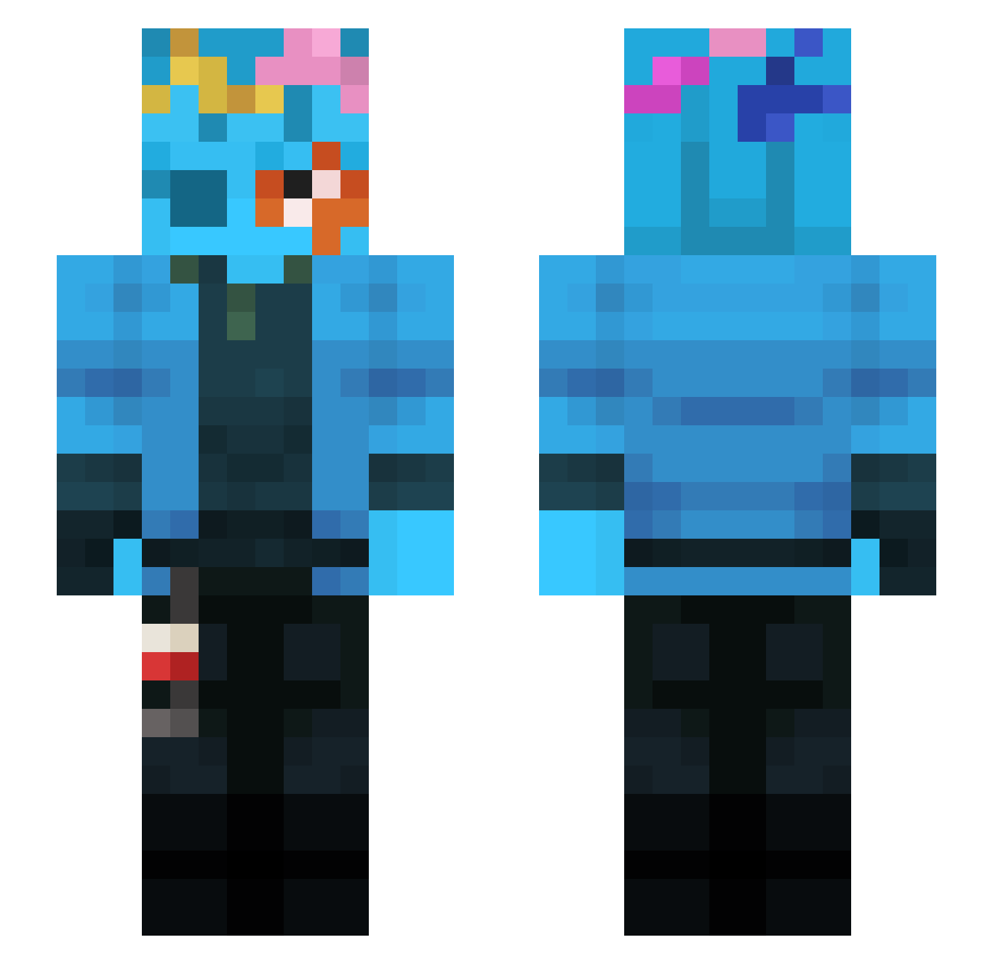 VkPanda_ Minecraft skin, front and back view