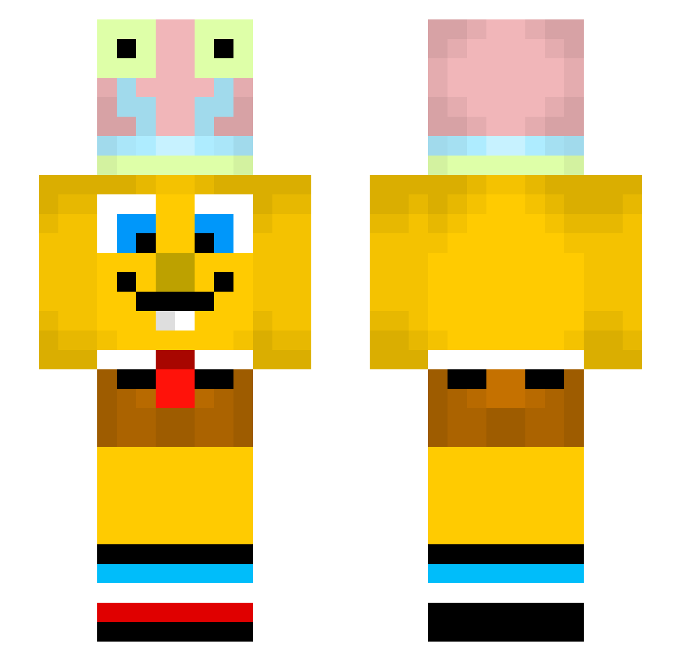 Caracol Minecraft skin, front and back view