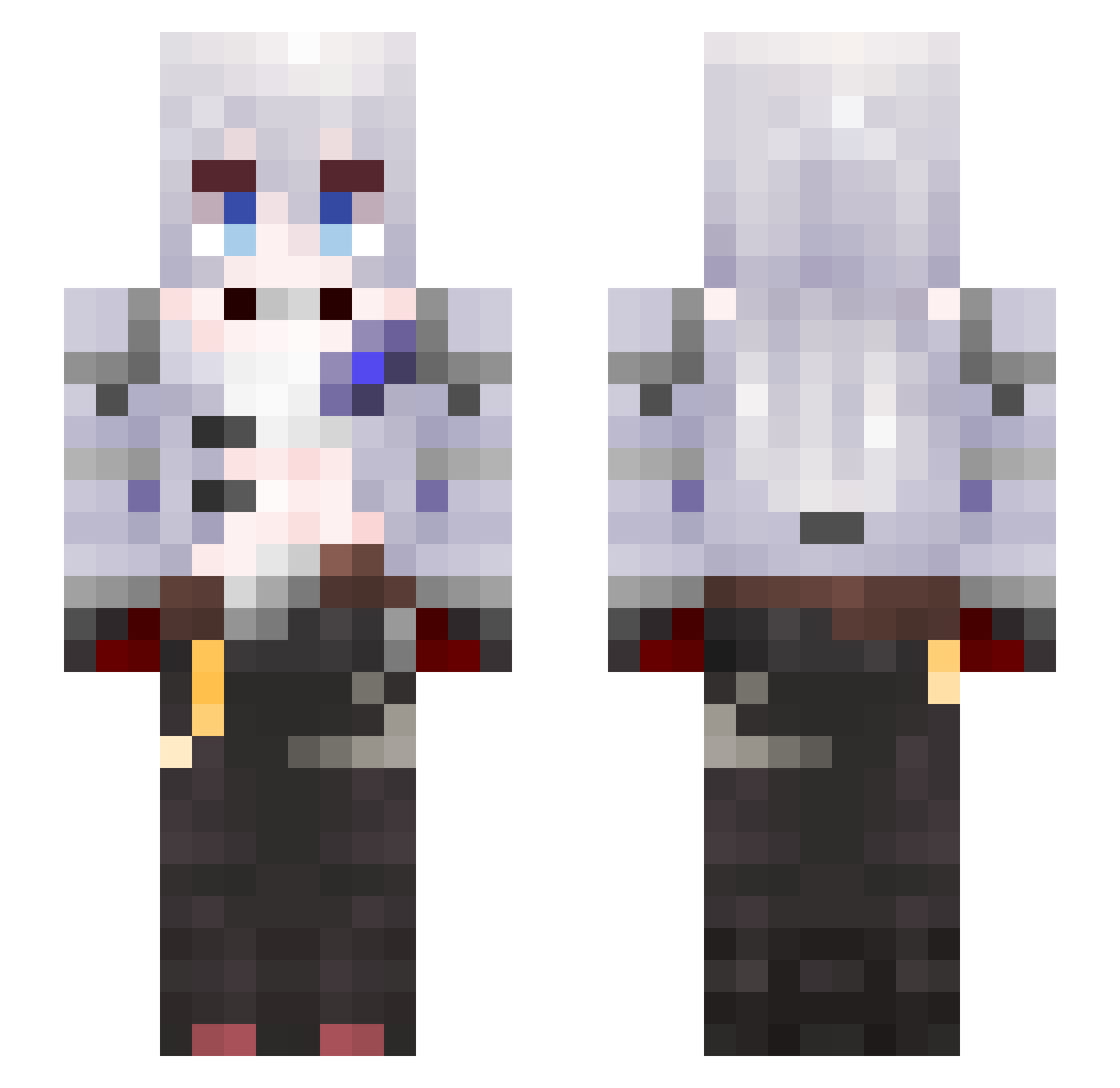 YUYmua Minecraft skin, front and back view