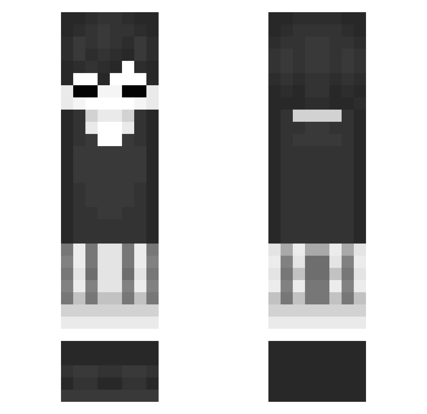 NastyNinjastix Minecraft skin, front and back view